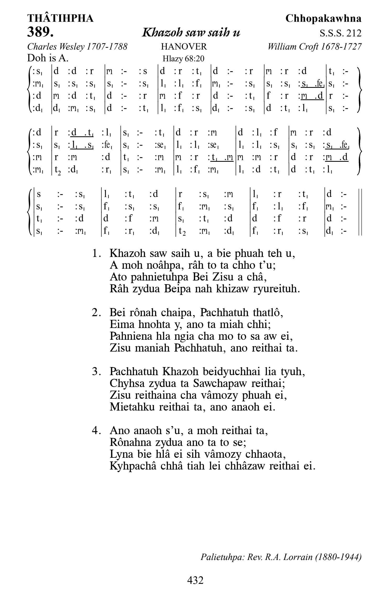 Hymn 389, “Khazoh saw saih u”, Edition 13