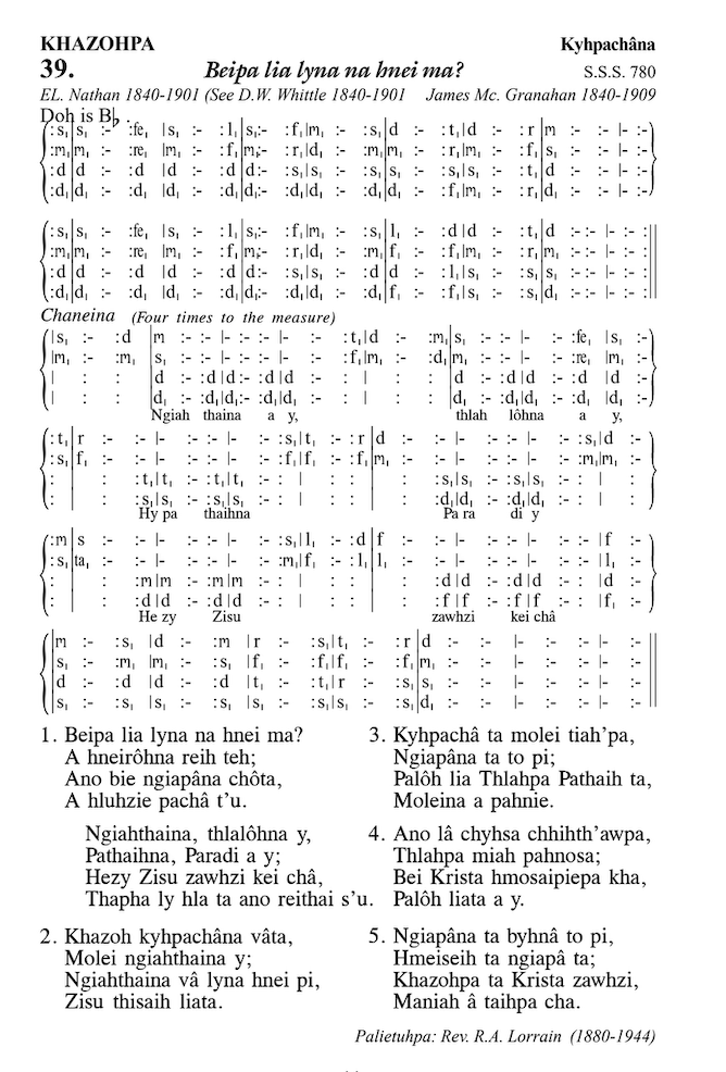 Hymn 39, “Beipa lia lyna na hnei ma?”, Edition 13