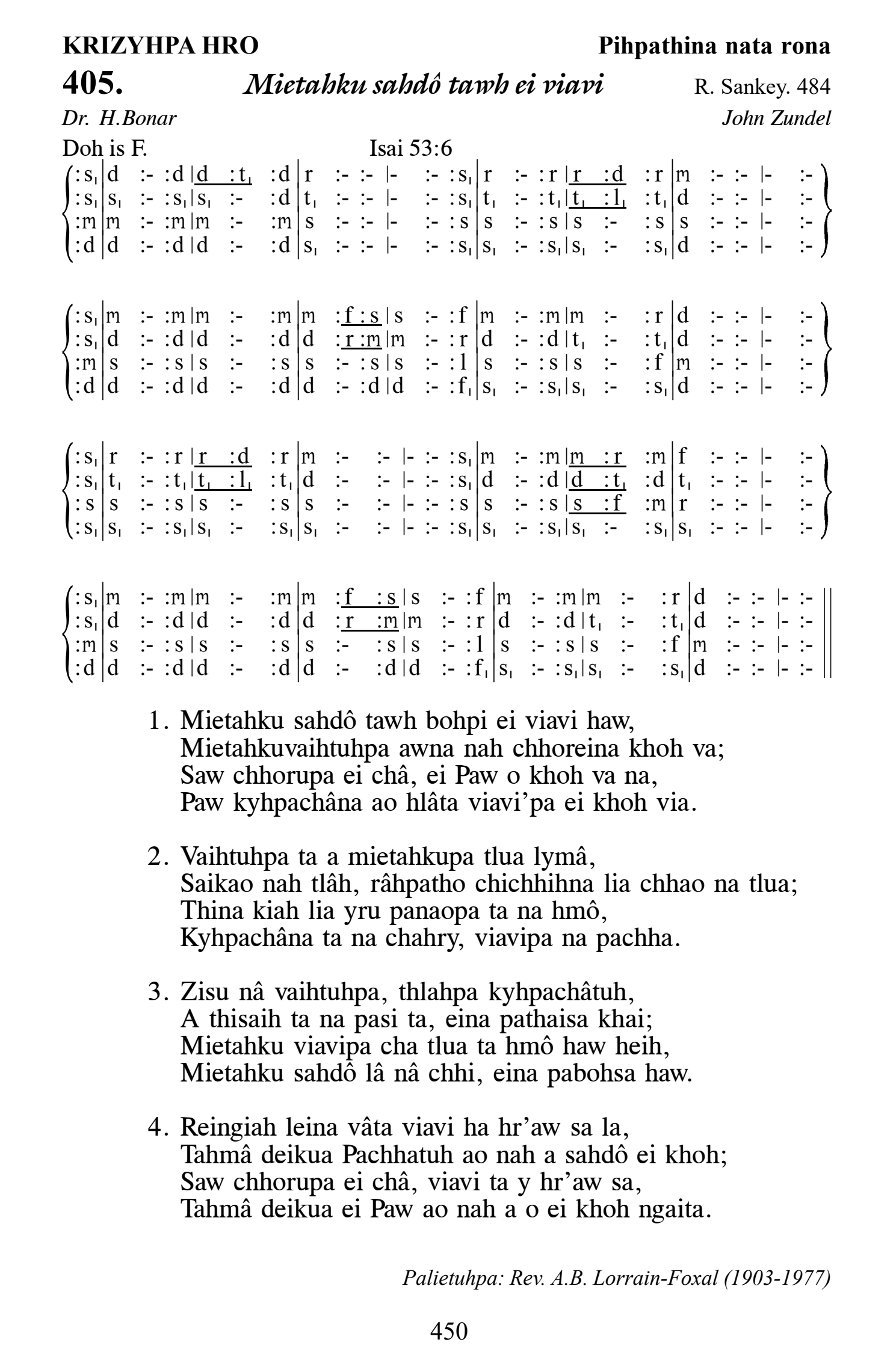 Hymn 405, “Mietahku sahdô tawh ei viavi”, Edition 13