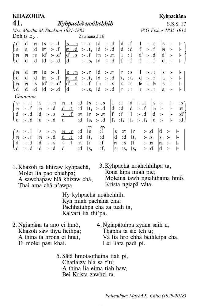 Hymn 41, “Kyhpachâ noâhchhih”, Edition 13