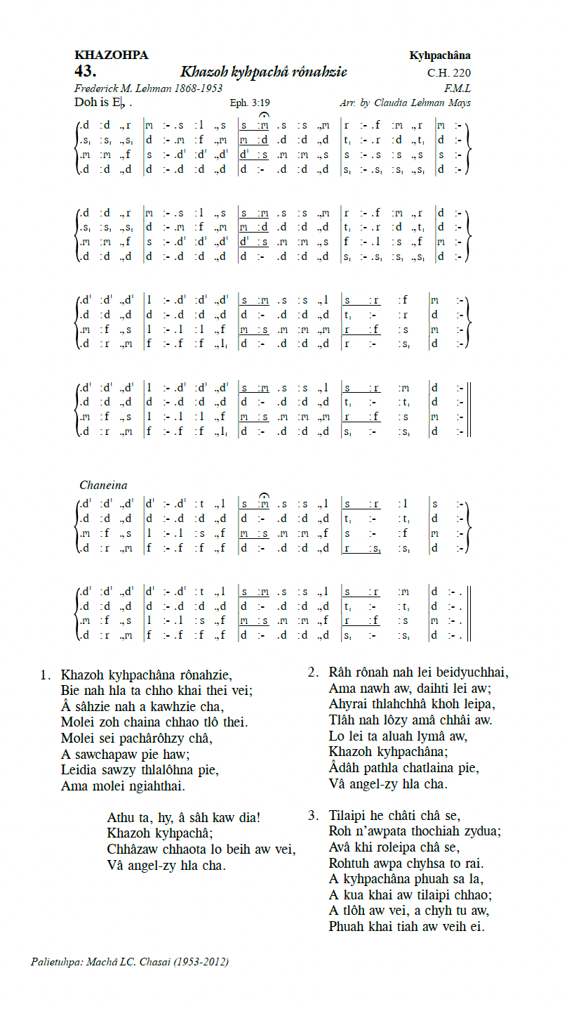 Hymn 43, “Khazoh kyhpachâ rônahzie”, Edition 13