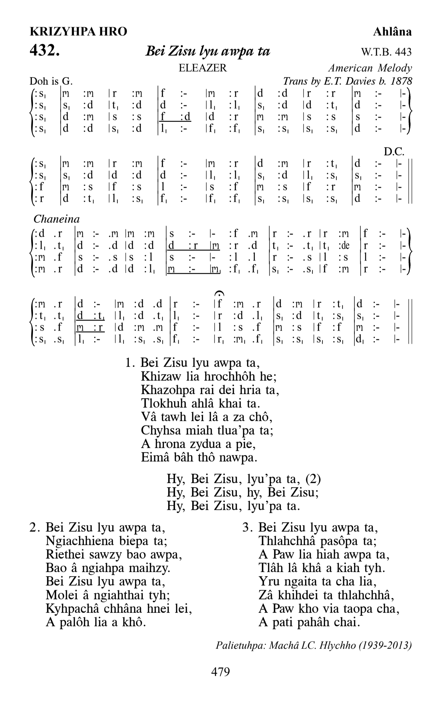 Hymn 432, “Bei Zisu lyu awpa ta”, Edition 13