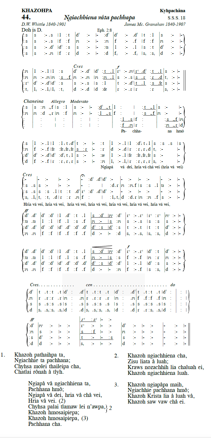 Hymn 44, “Ngiachhiena vâta pachhapa”, Edition 13