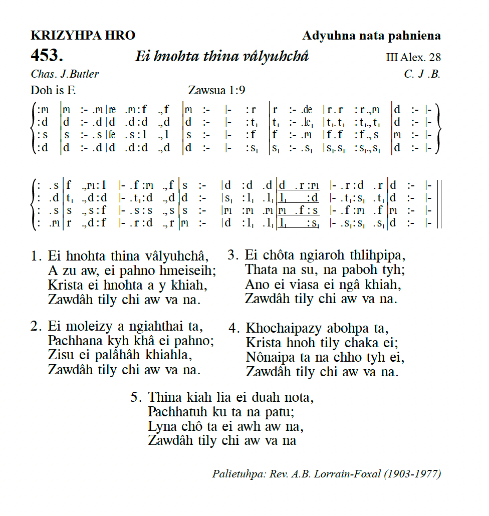 Hymn 453, “Ei hnohta thina vâlyuhchâ”, Edition 13