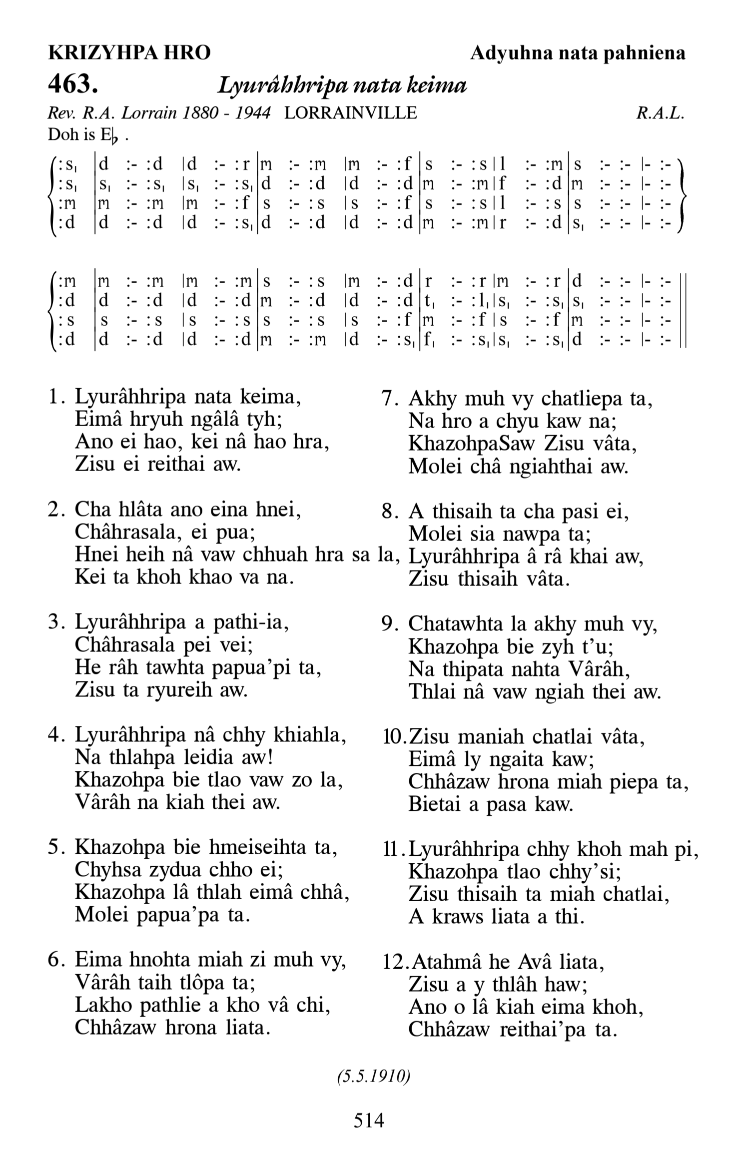 Hymn 463, “Lyurâhhripa nata keima”, Edition 13