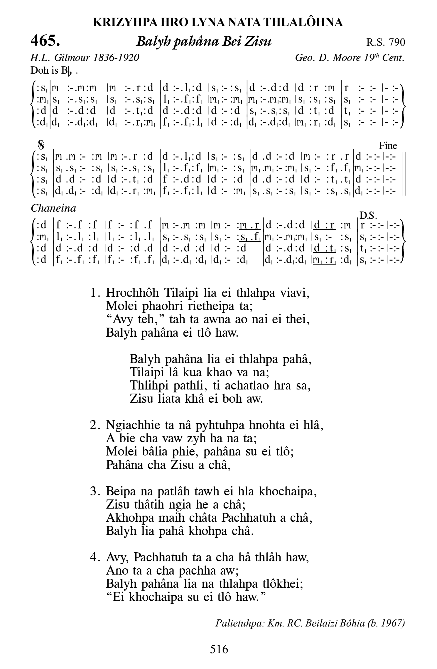 Hymn 465, “Balyh pahâna Bei Zisu”, Edition 13