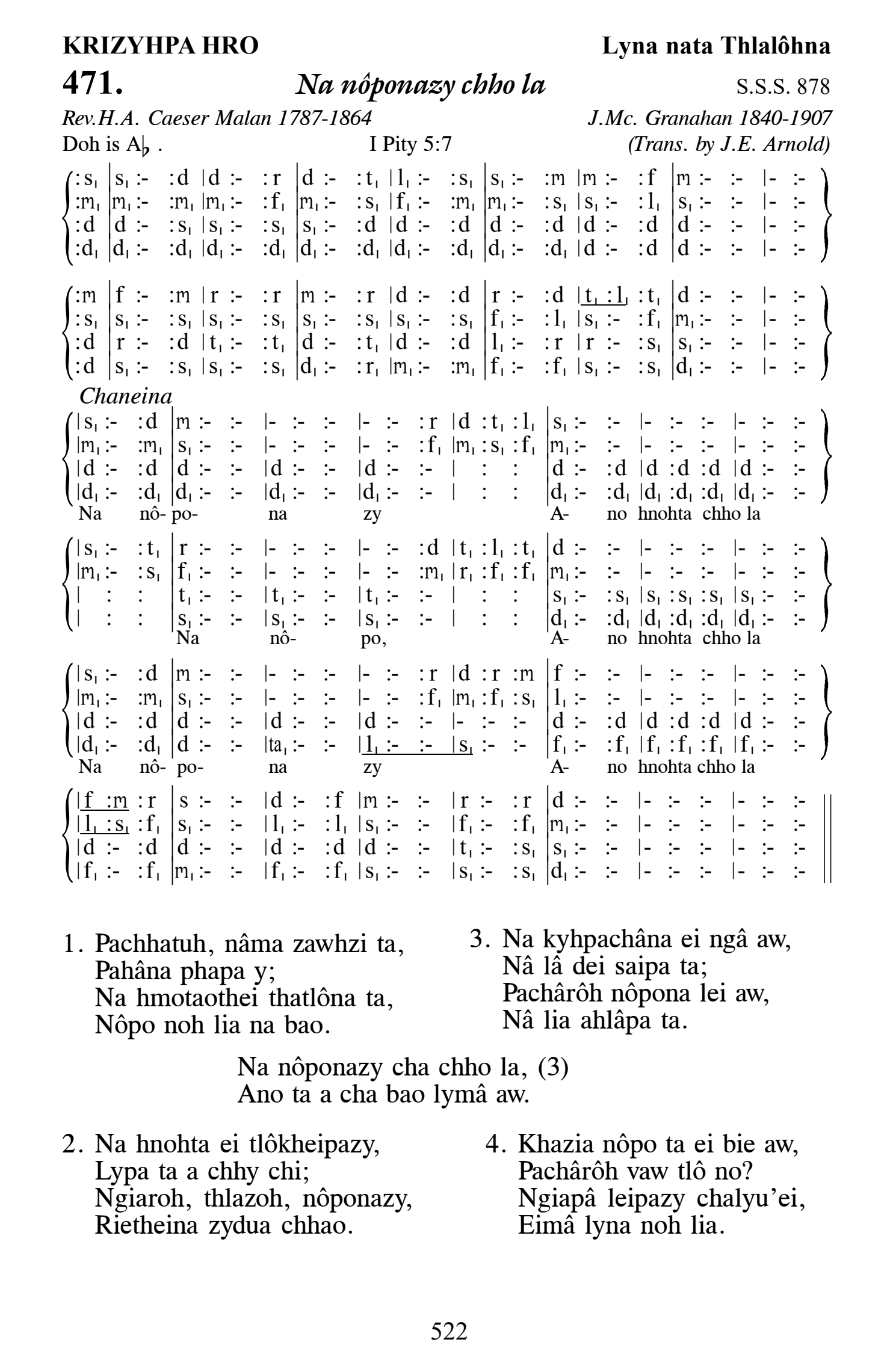 Hymn 471, “Na nôponazy chho la”, Edition 13