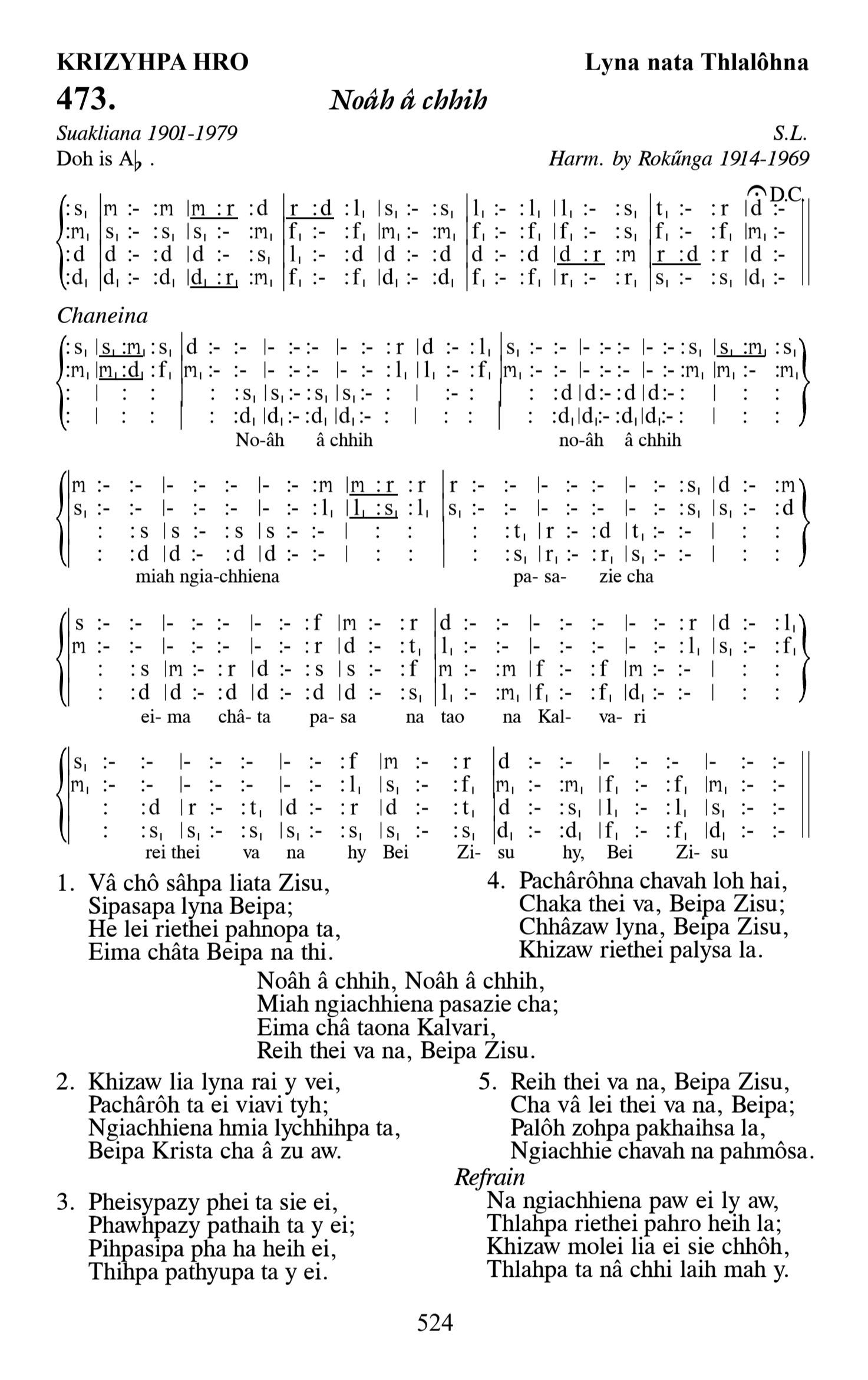 Hymn 473, “Noâh â chhih”, Edition 13