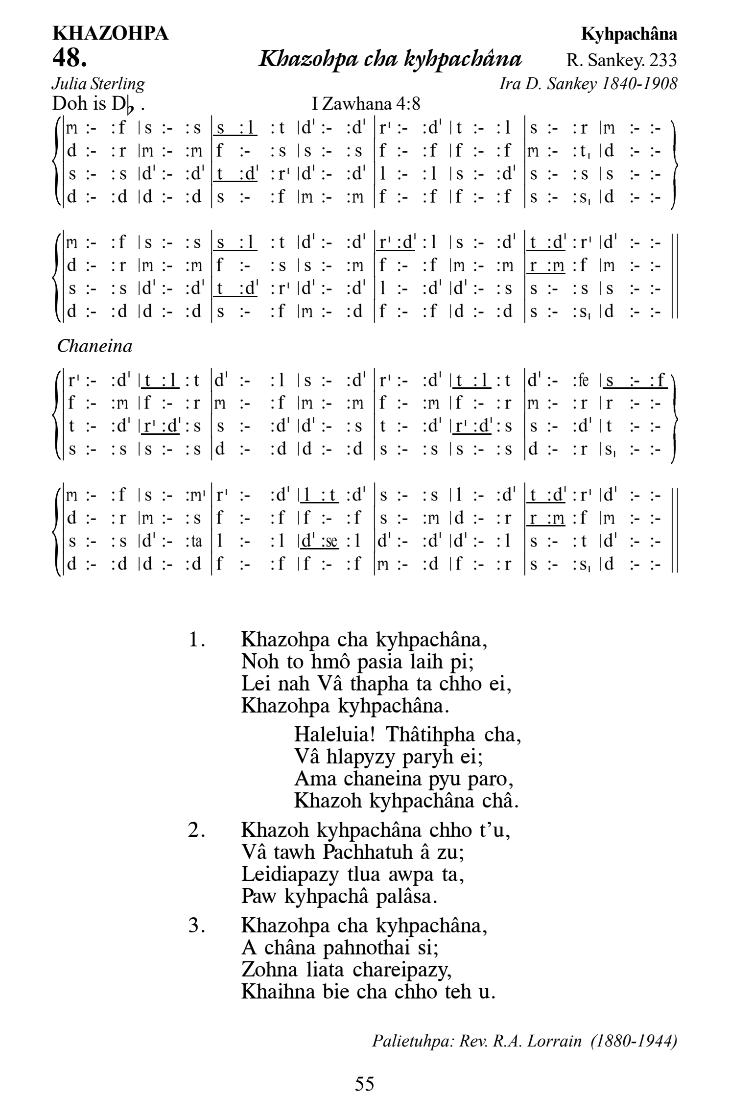 Hymn 48, “Khazohpa cha kyhpachâna”, Edition 13