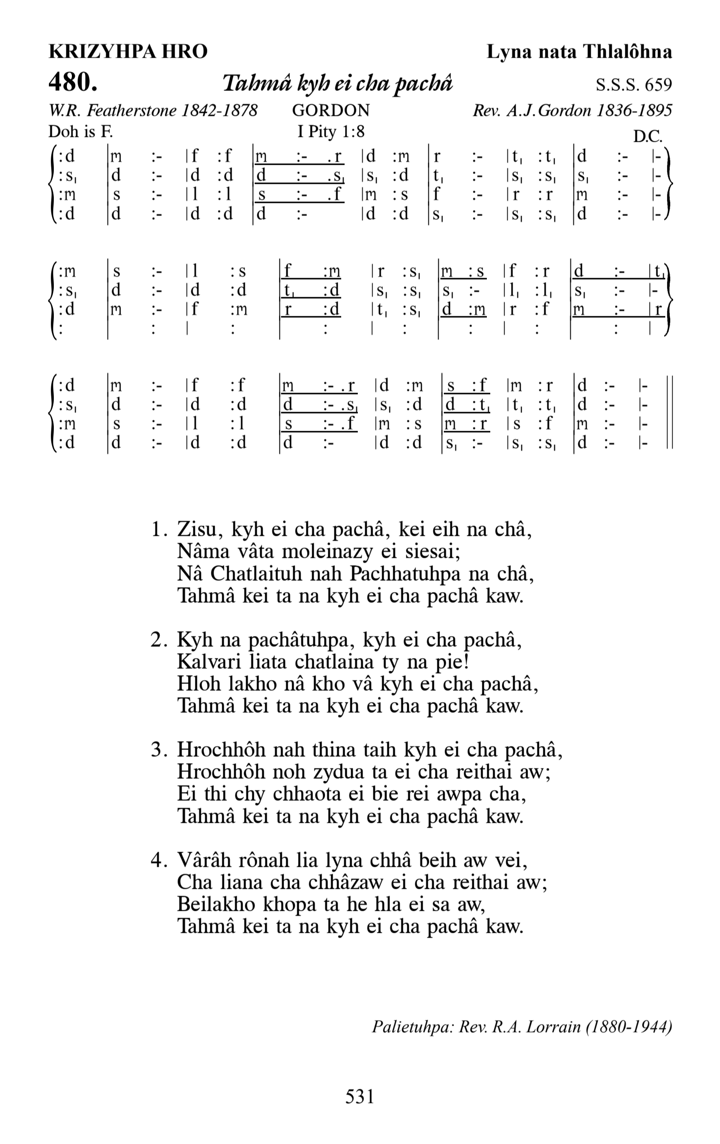 Hymn 480, “Tahmâ kyh ei cha pachâ”, Edition 13