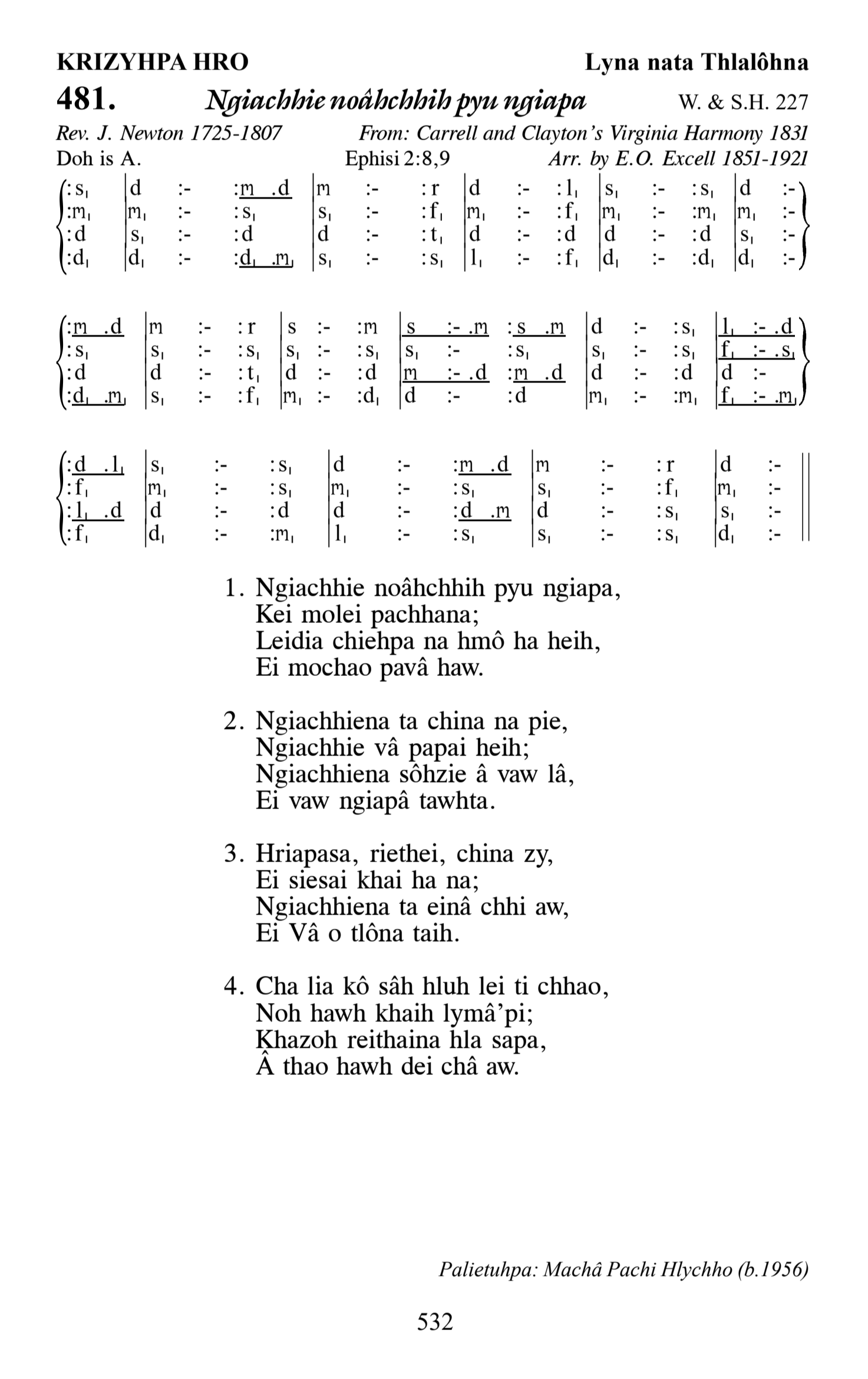 Hymn 481, “Ngiachhie noâhchhih pyu ngiapa”, Edition 13