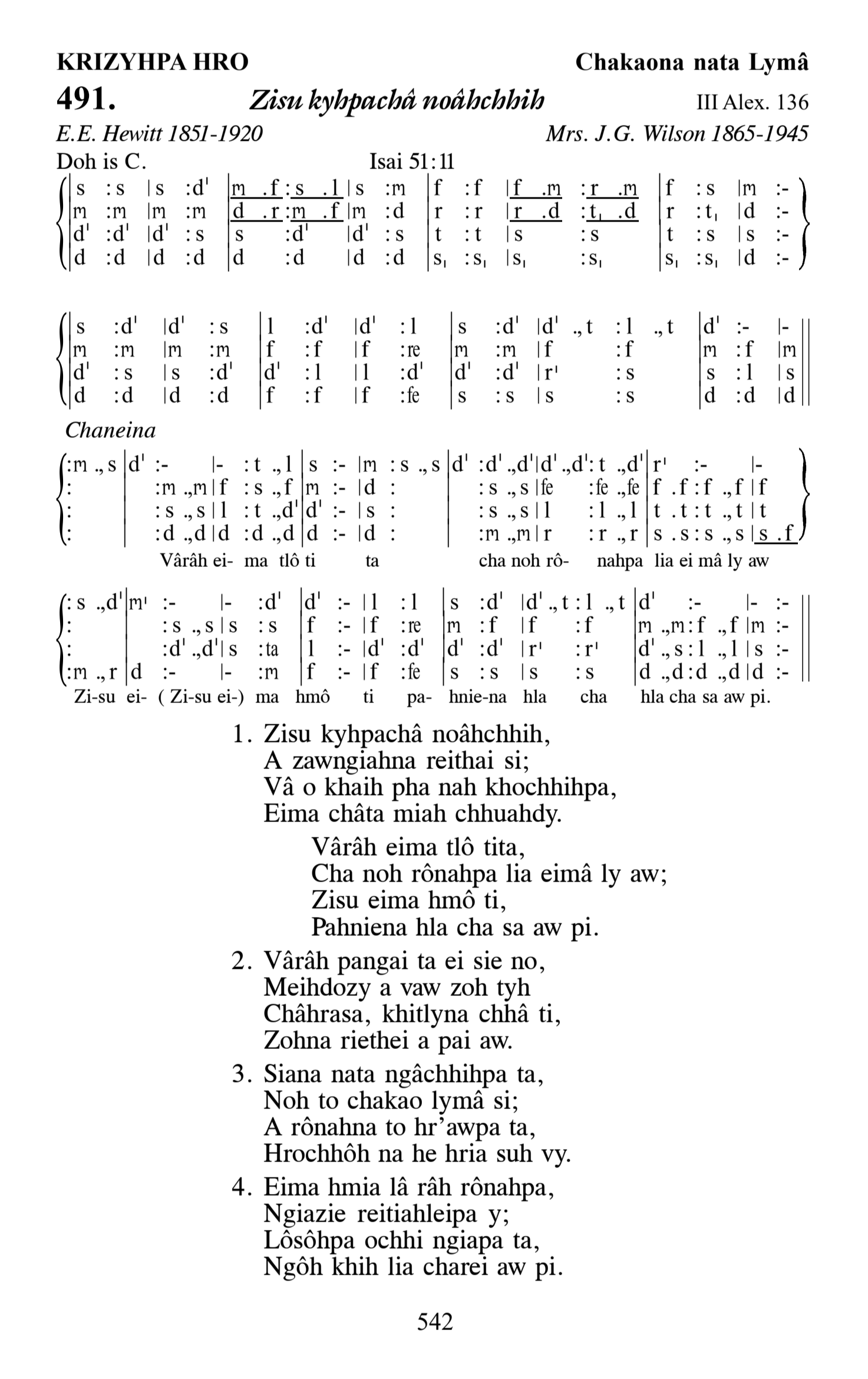 Hymn 491, “Zisu kyhpachâ noâhchhih”, Edition 13