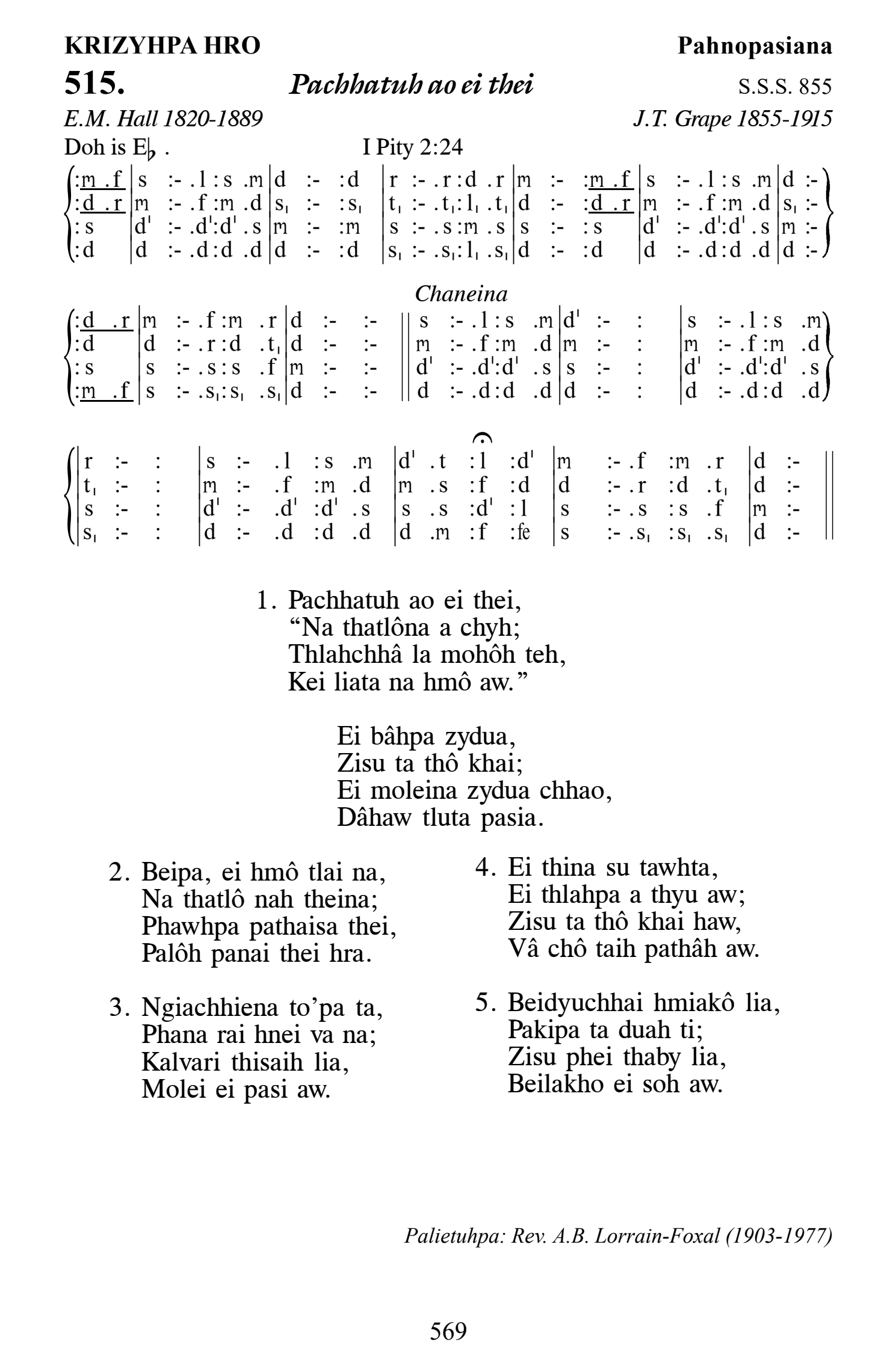 Hymn 515, “Pachhatuh ao ei thei”, Edition 13