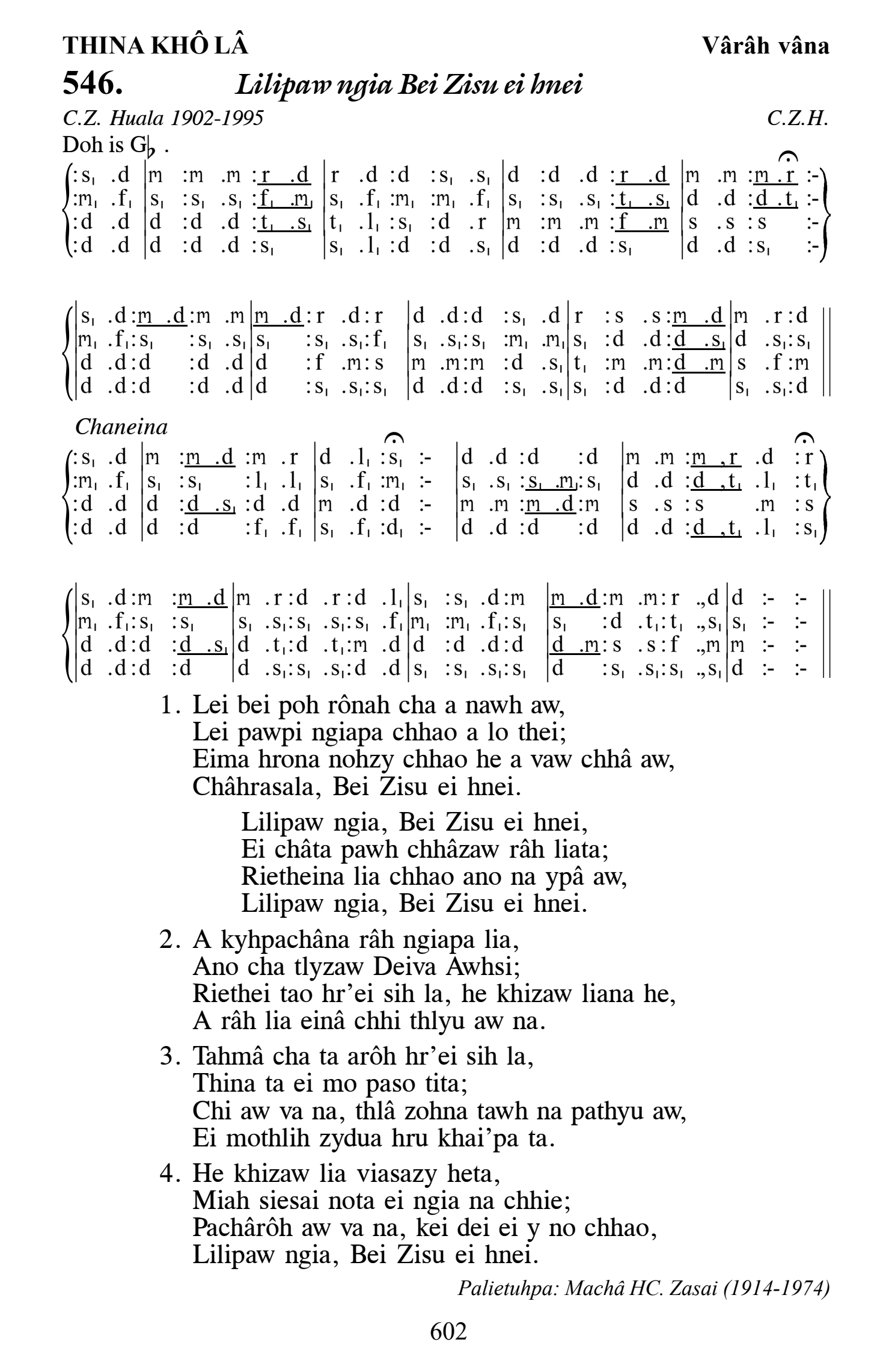Hymn 546, “Lilipaw ngia Bei Zisu ei hnei”, Edition 13