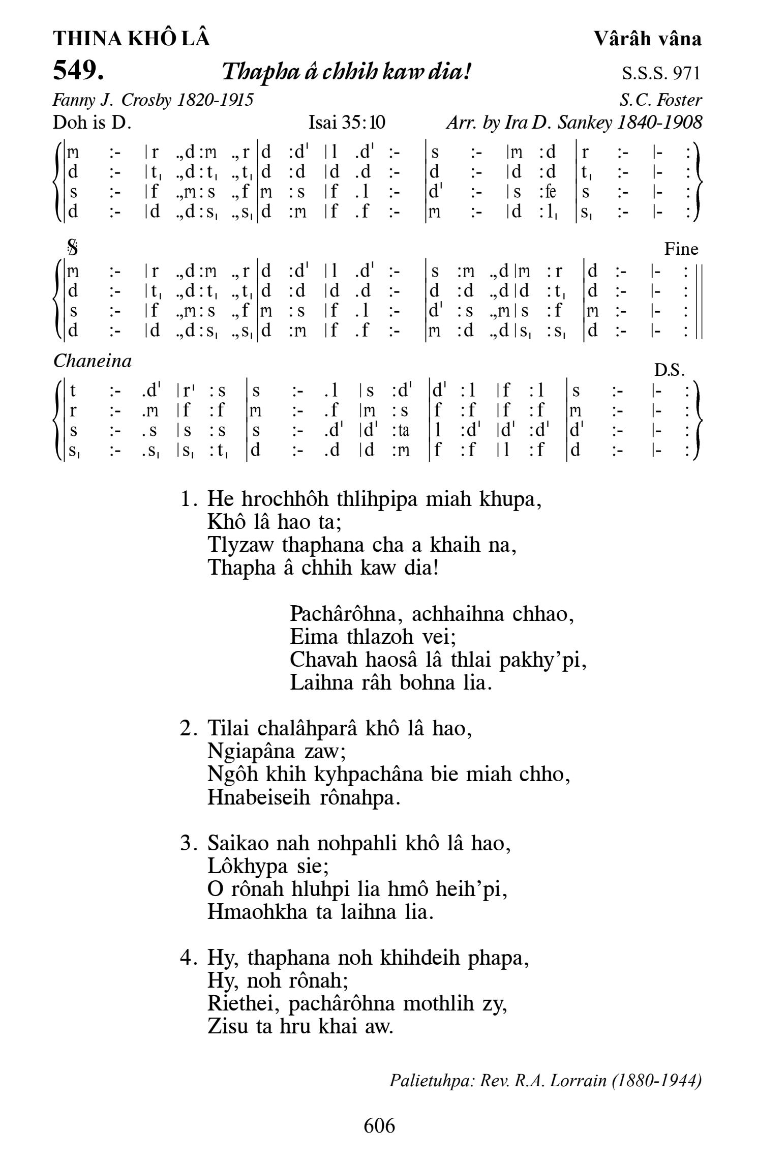 Hymn 549, “Thapha â chhih kaw dia!”, Edition 13