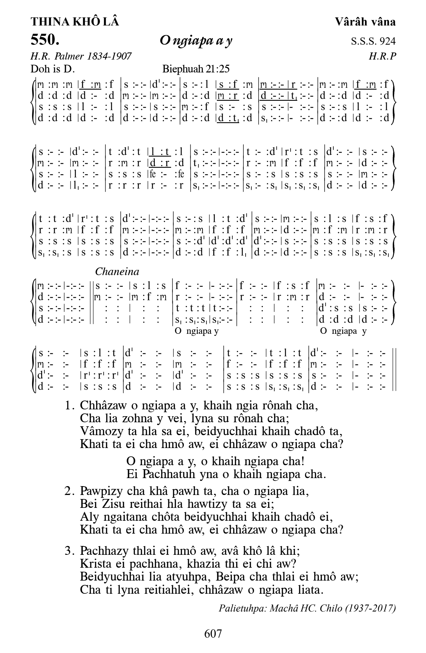 Hymn 550, “O ngiapa a y”, Edition 13