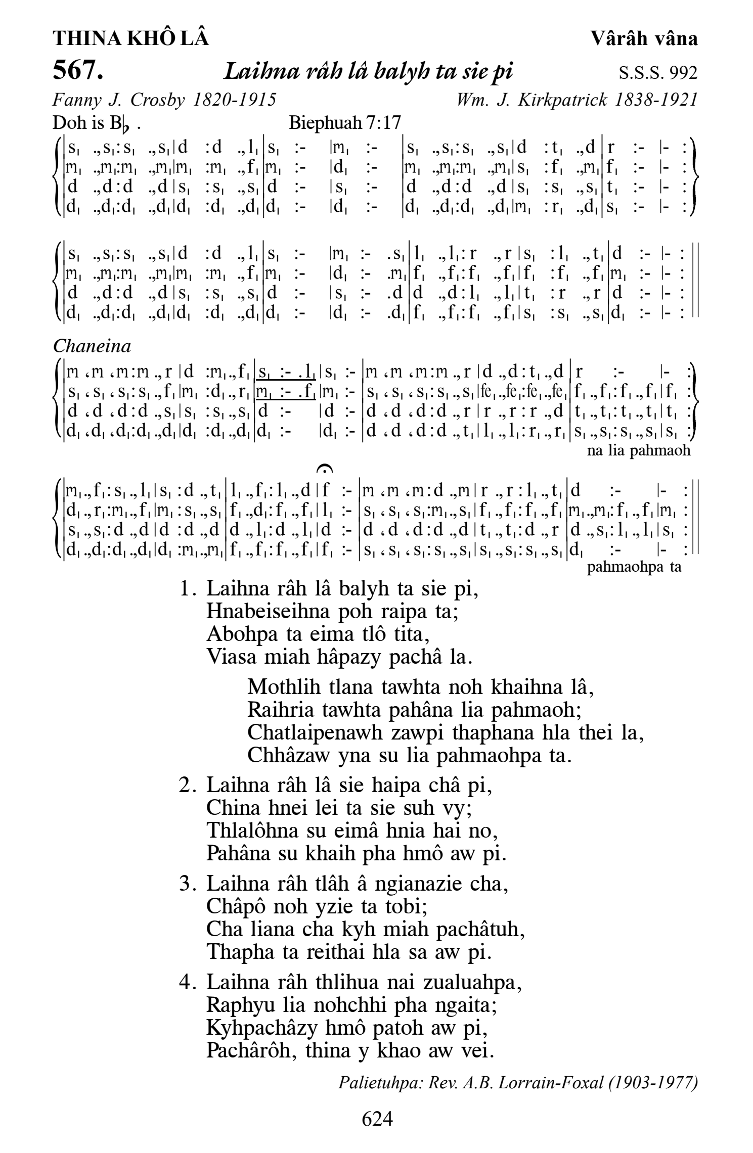 Hymn 567, “Laihna râh lâ balyh ta sie pi”, Edition 13