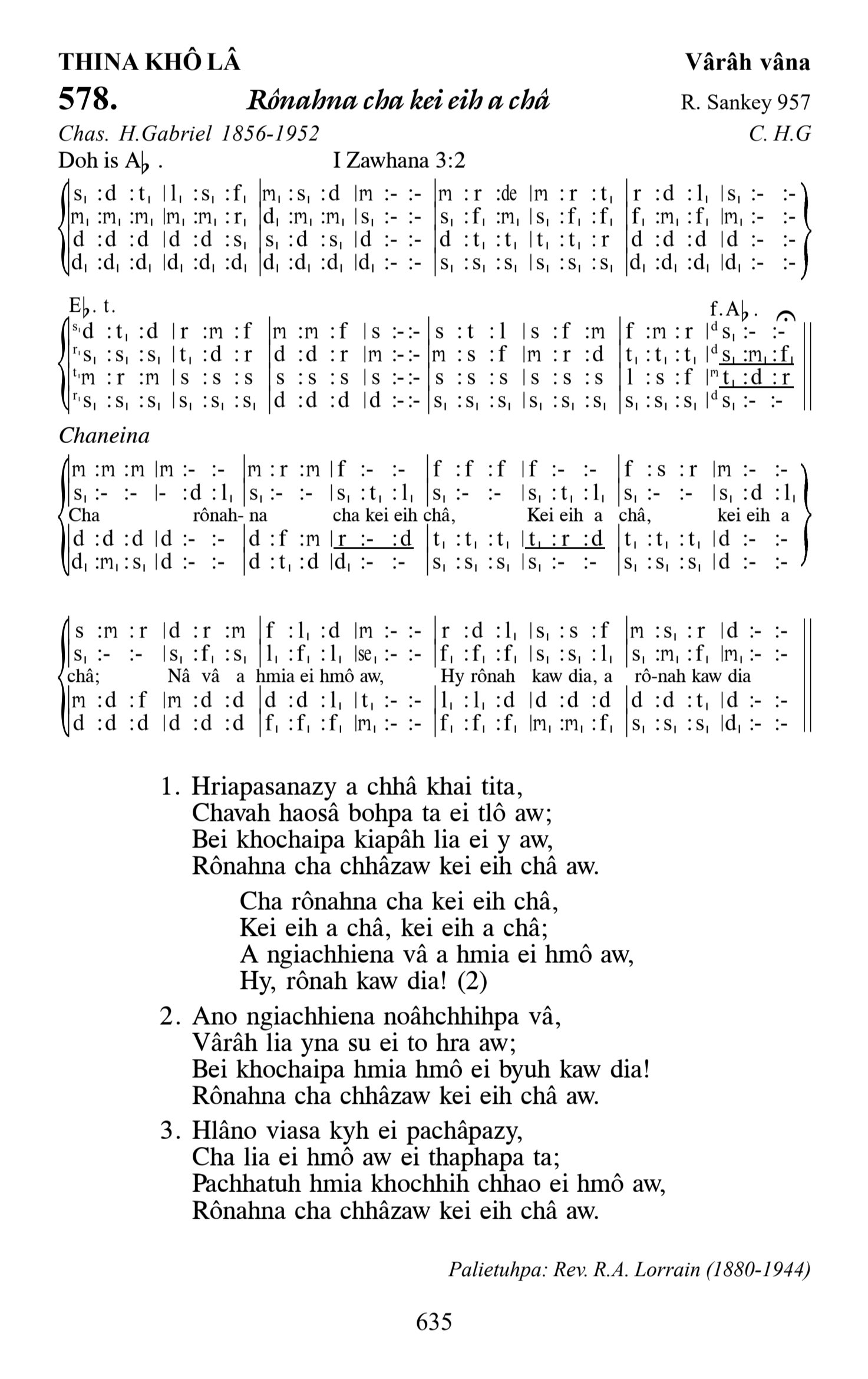 Hymn 578, “Rônahna cha kei eih a châ”, Edition 13