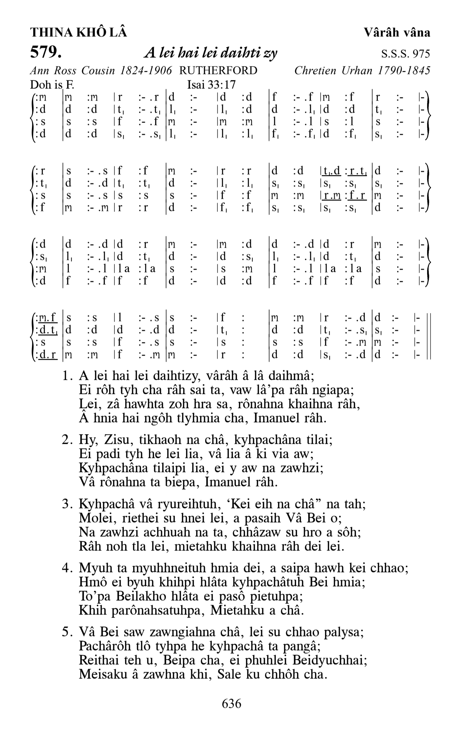 Hymn 579, “A lei hai lei daihti zy”, Edition 13