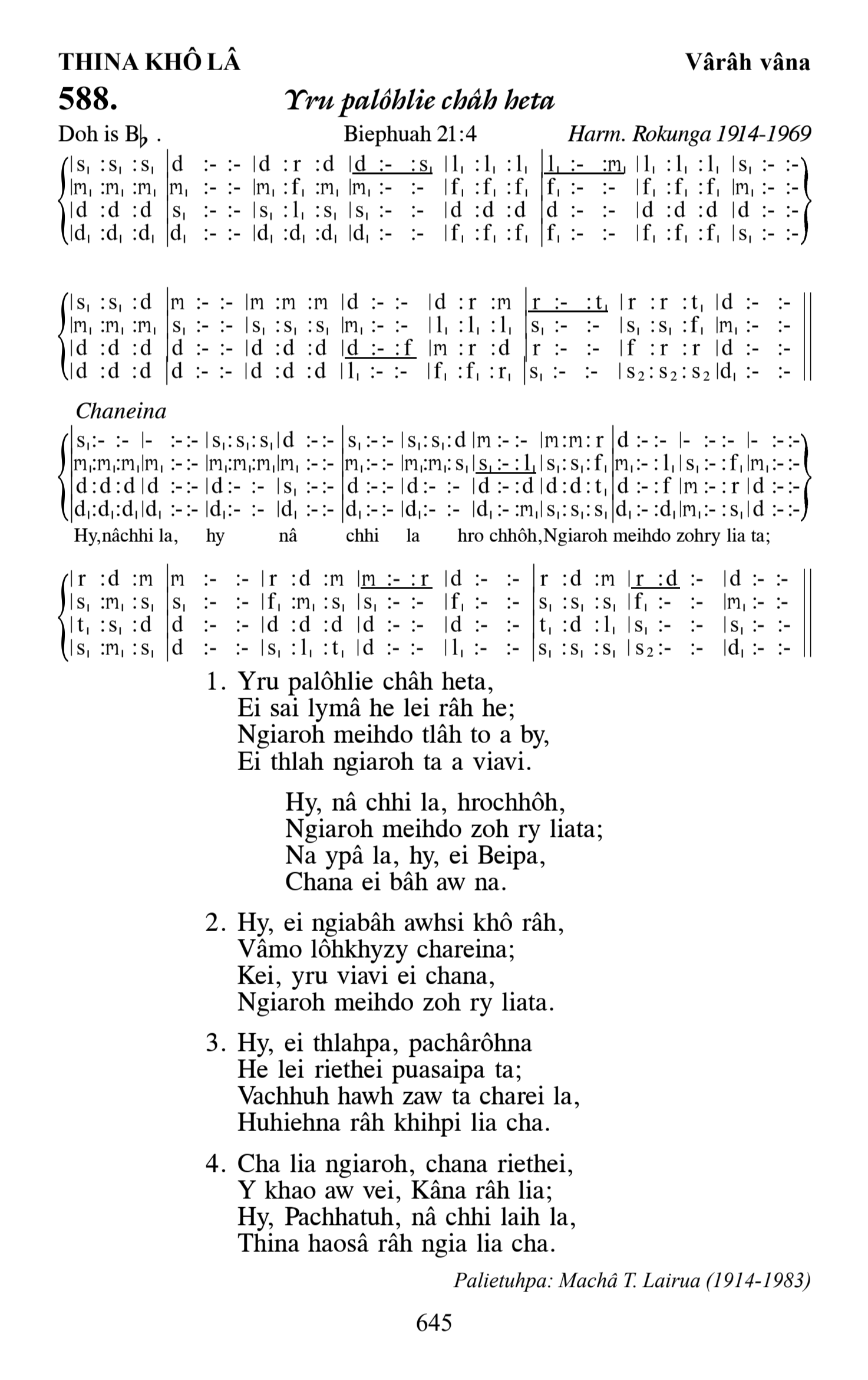 Hymn 588, “Yru palôhlie châh heta”, Edition 13