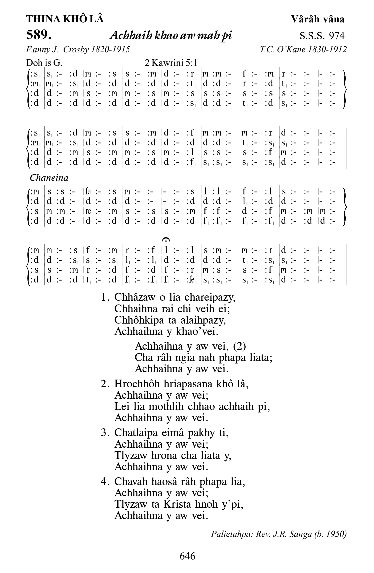 Hymn 589, “Achhaih khao aw mah pi”, Edition 13