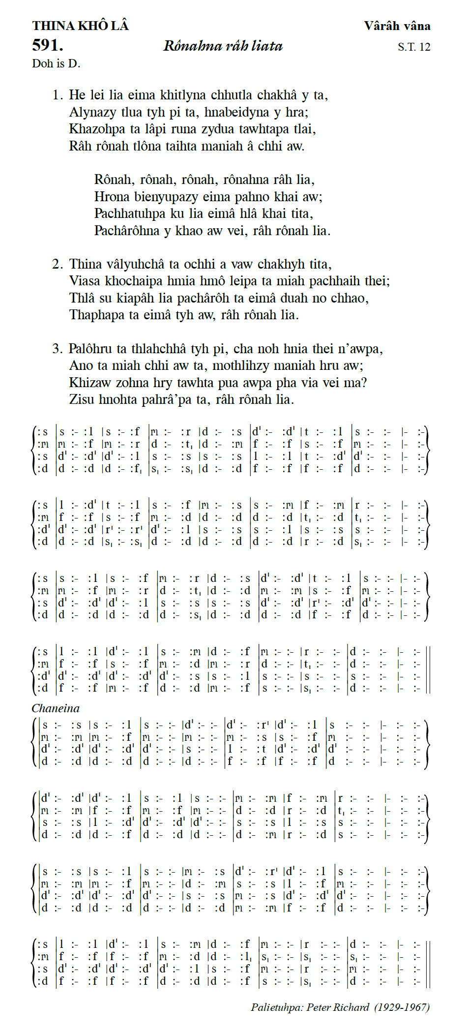Hymn 591, “Rônahna râh liata”, Edition 13