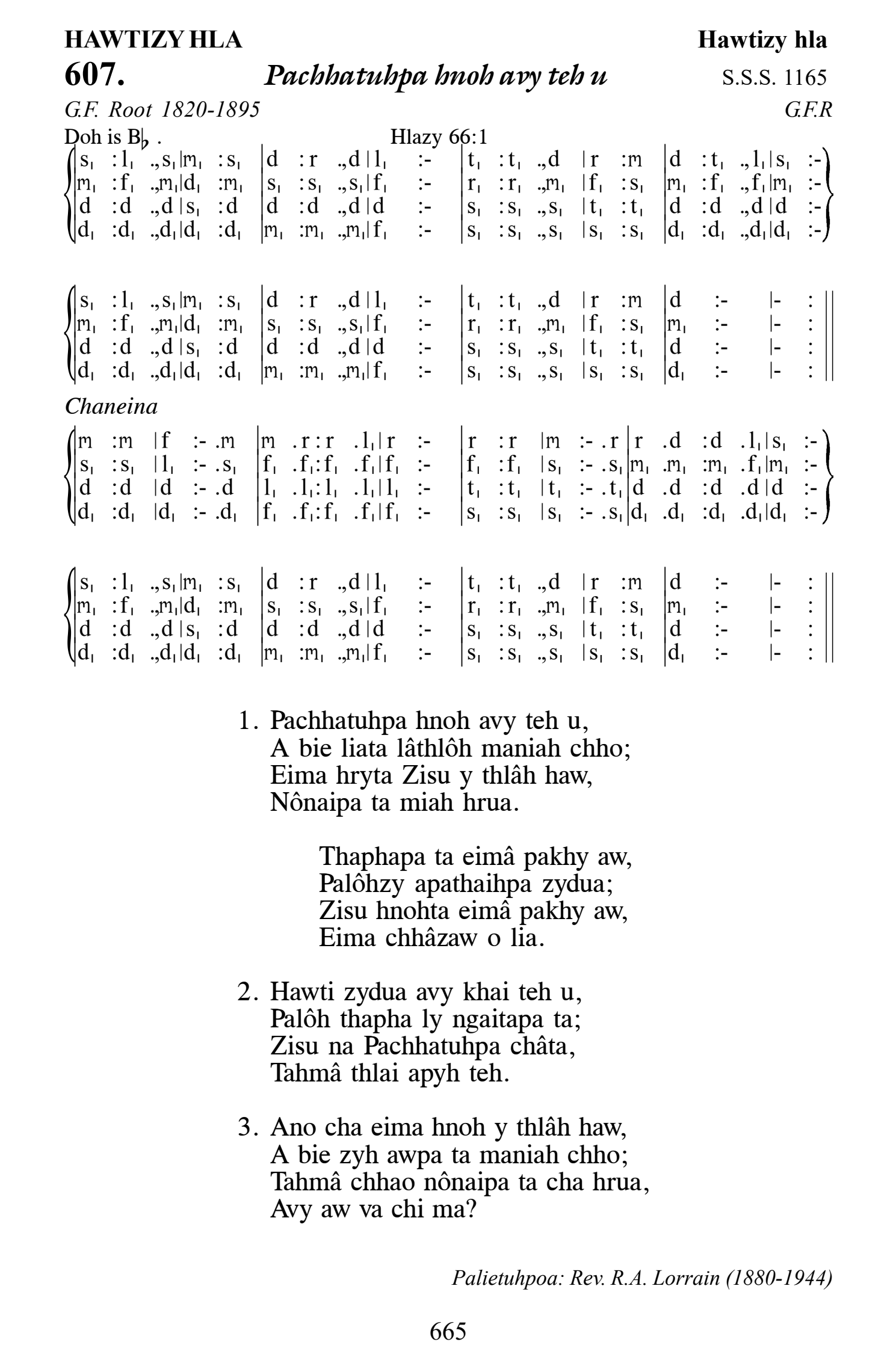 Hymn 607, “Pachhatuhpa hnoh avy teh u”, Edition 13