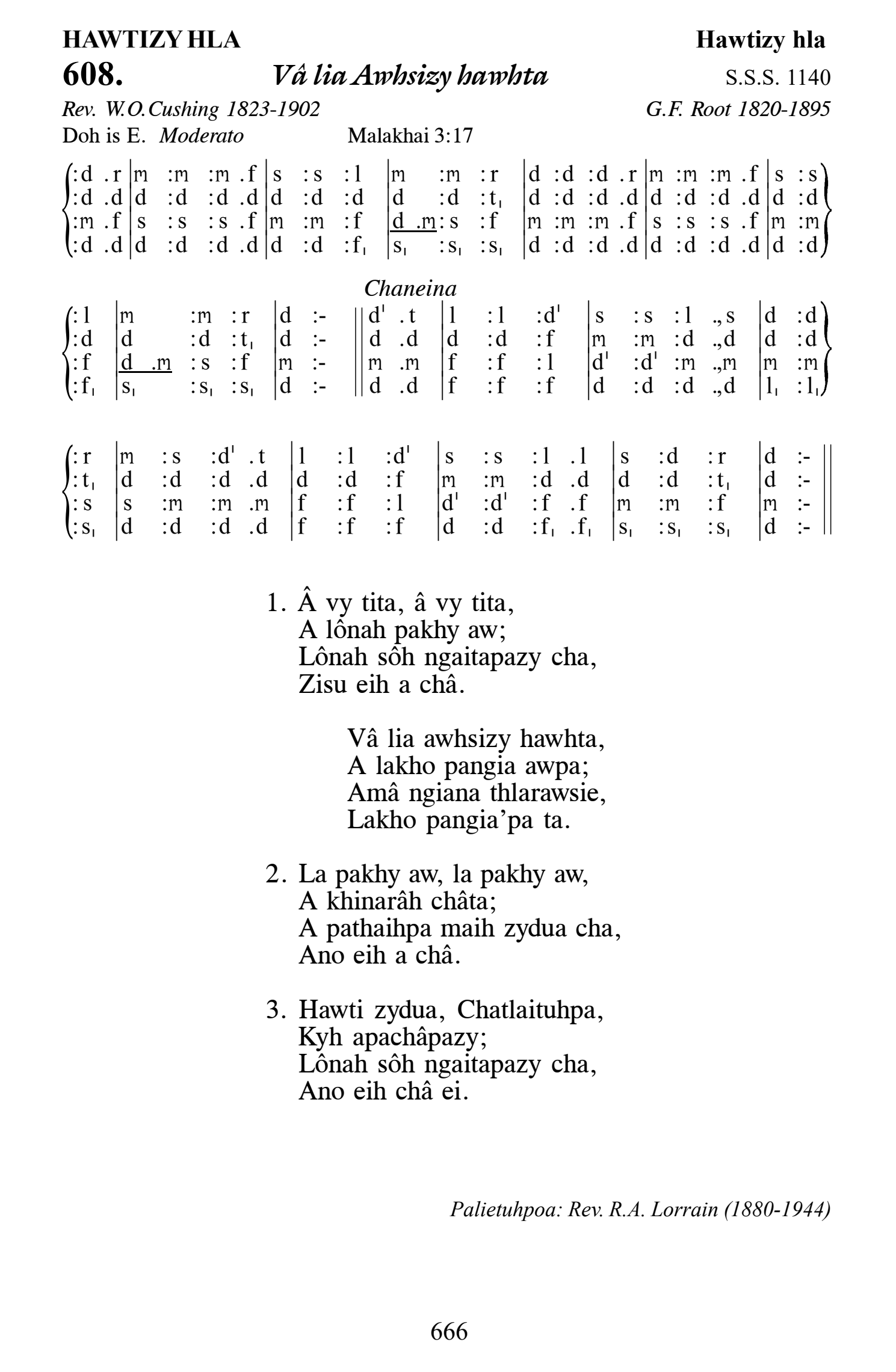 Hymn 608, “Vâ lia Awhsizy hawhta”, Edition 13