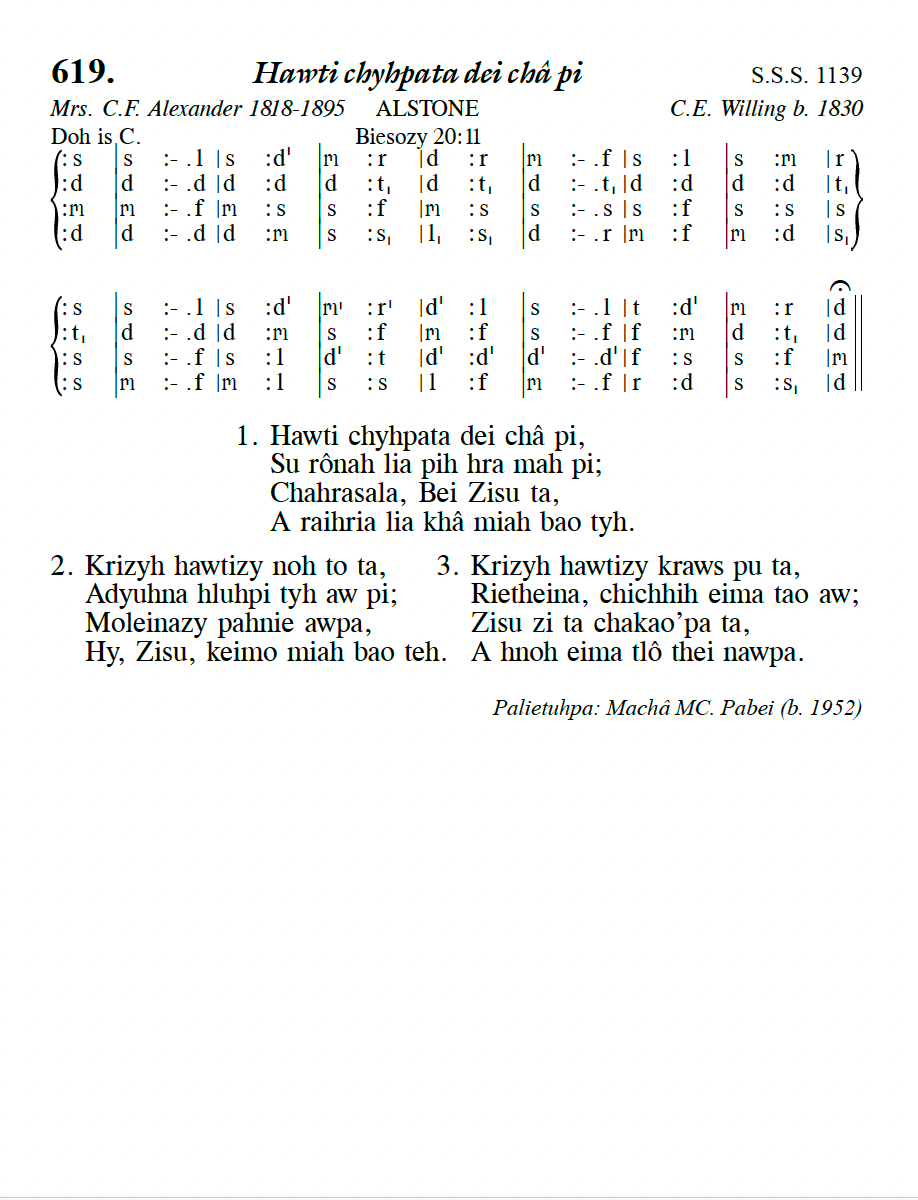Hymn 619, “Hawti chyhpata dei châ pi”, Edition 13