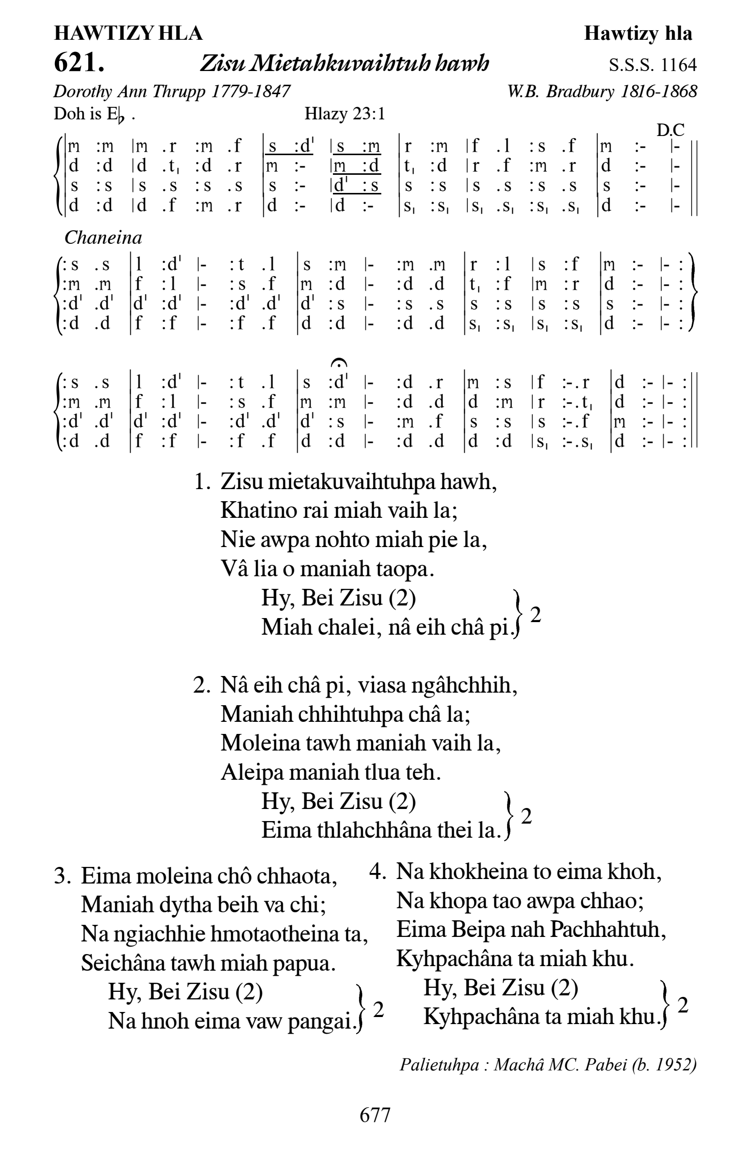 Hymn 621, “Zisu Mietahkuvaihtuh hawh”, Edition 13