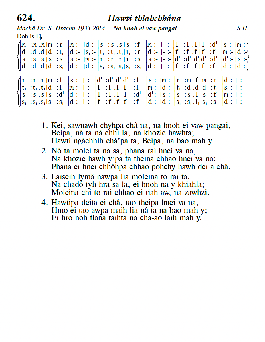 Hymn 624, “Hawti thlahchhâna”, Edition 13