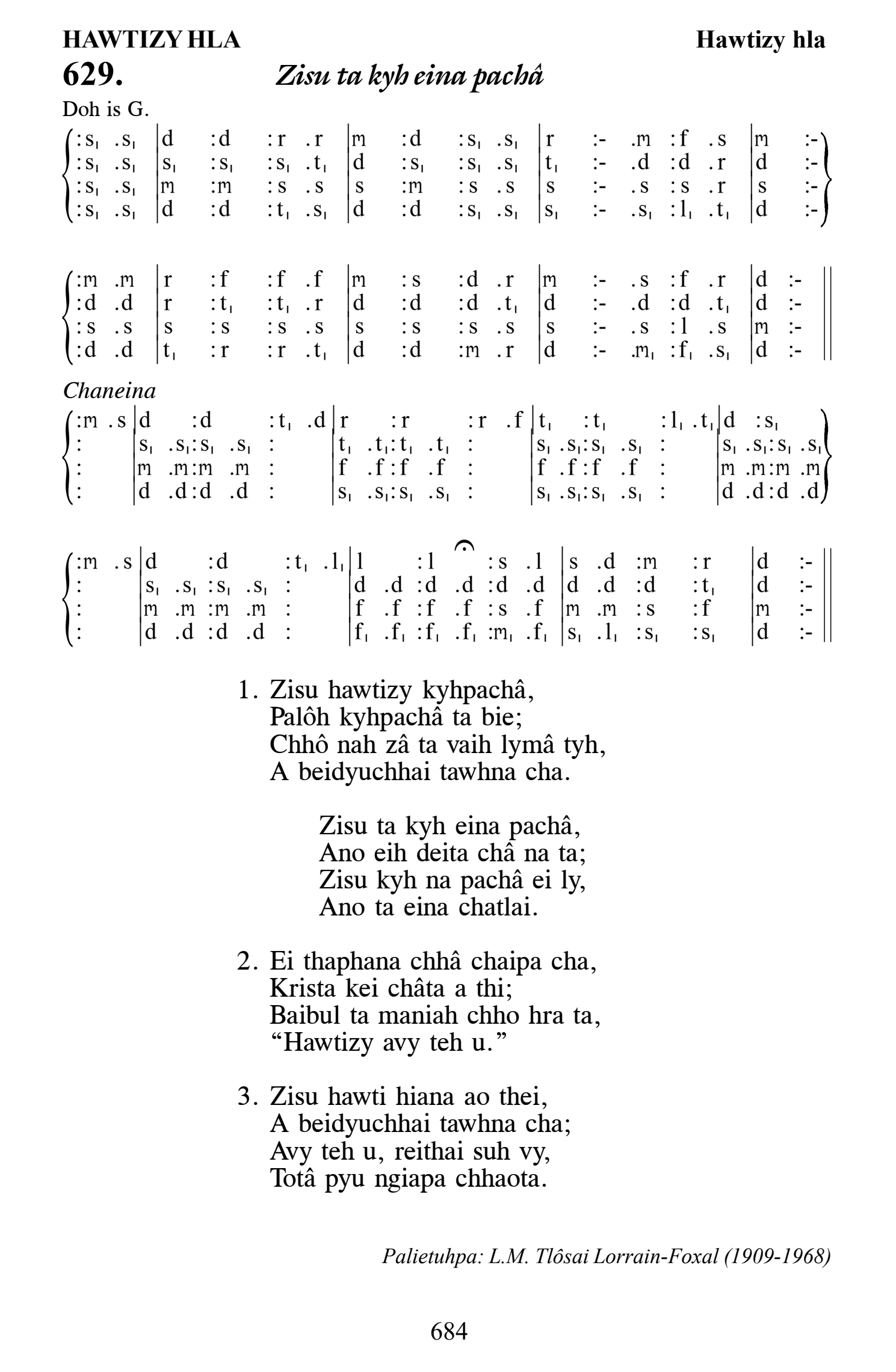 Hymn 629, “Zisu ta kyh eina pachâ”, Edition 13