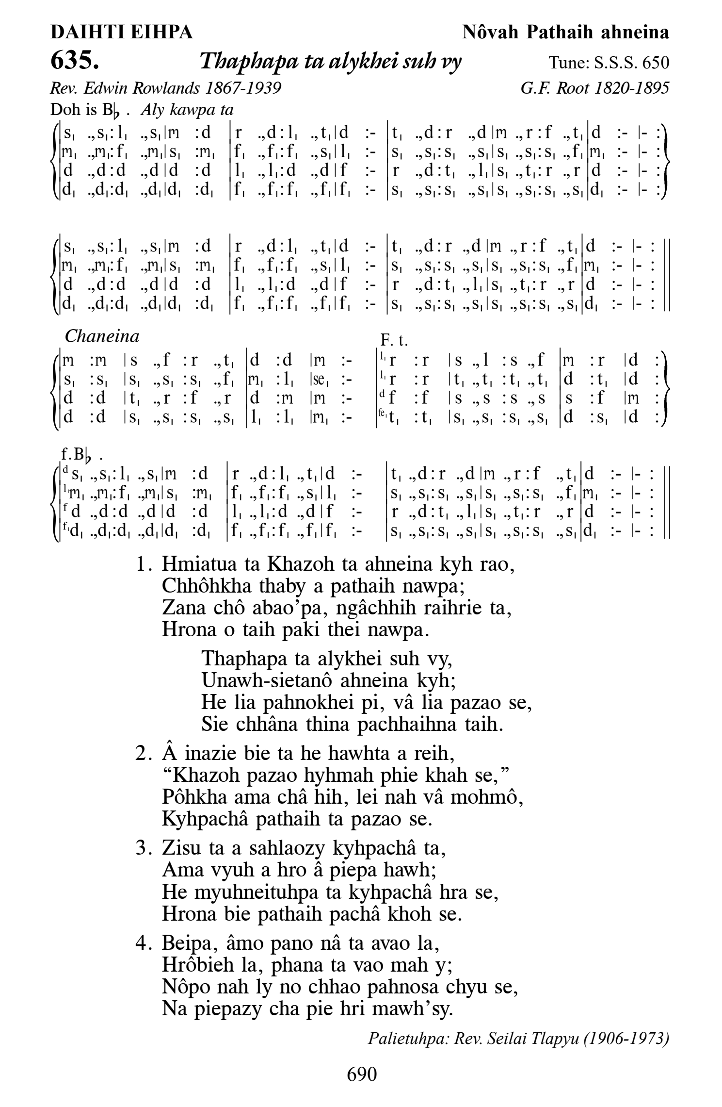 Hymn 635, “Thaphapa ta alykhei suh vy”, Edition 13