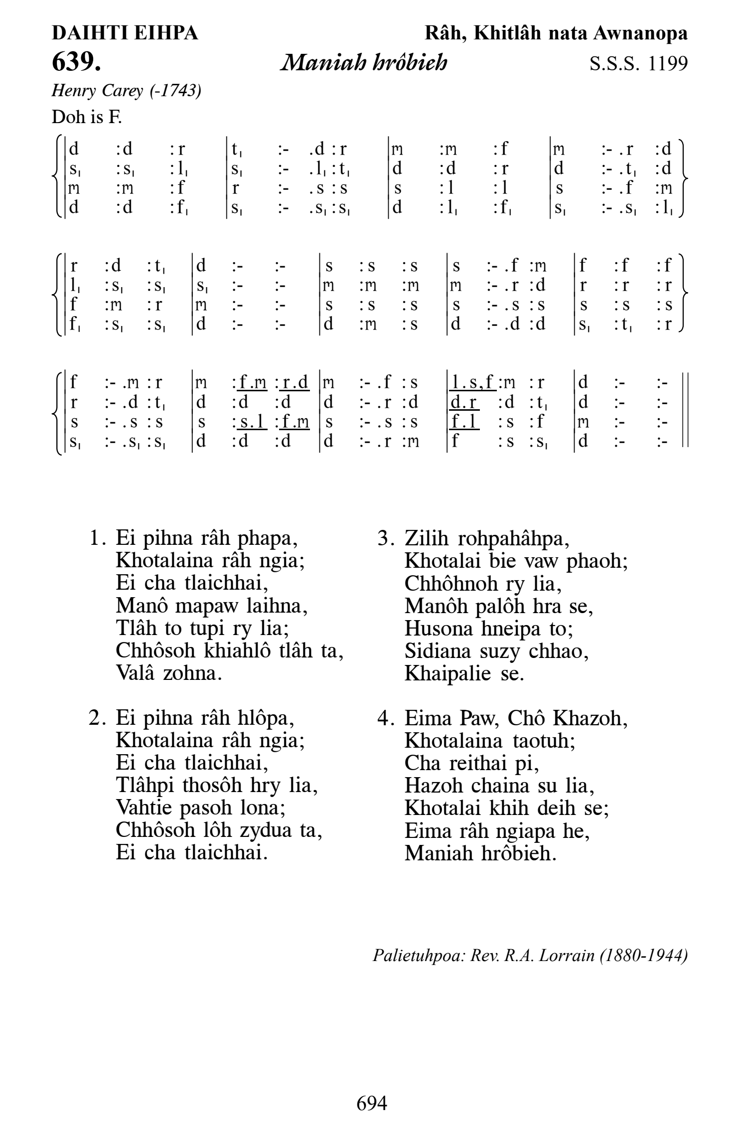 Hymn 639, “Maniah hrôbieh”, Edition 13