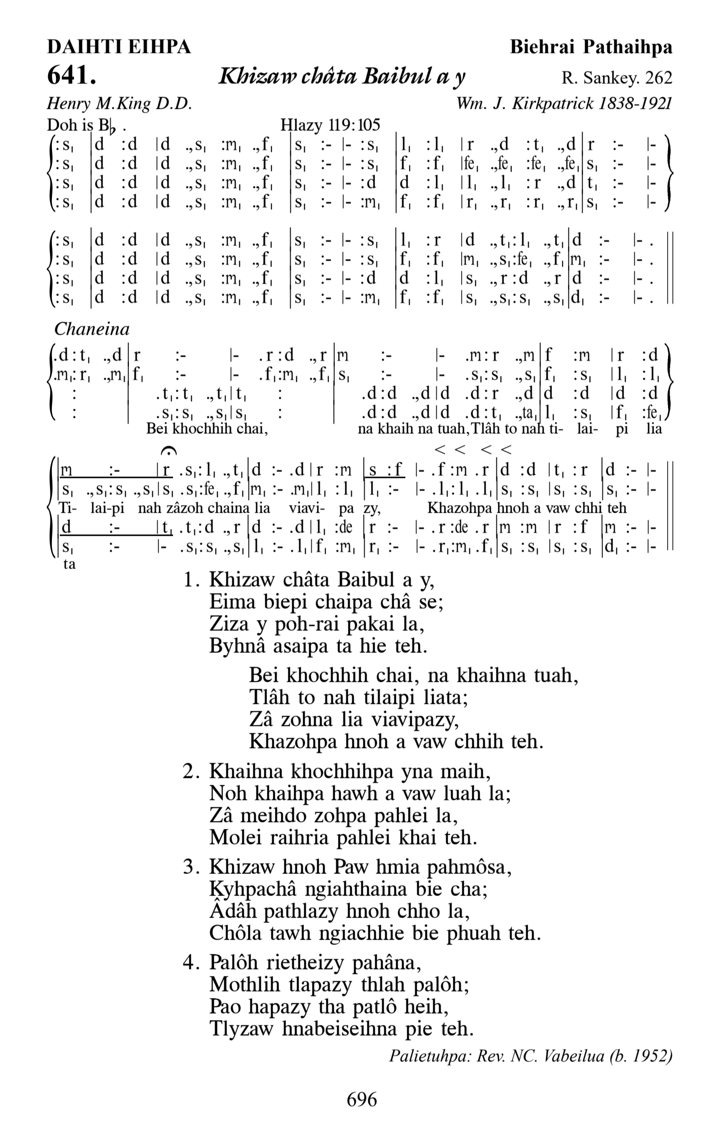 Hymn 641, “Khizaw châta Baibul a y”, Edition 13