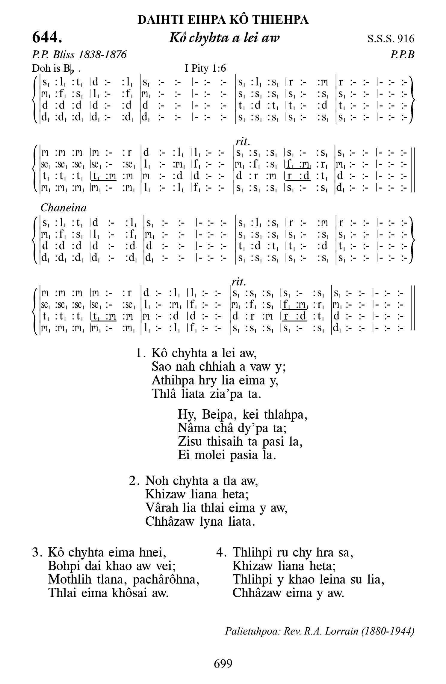 Hymn 644, “Kô chyhta a lei aw”, Edition 13
