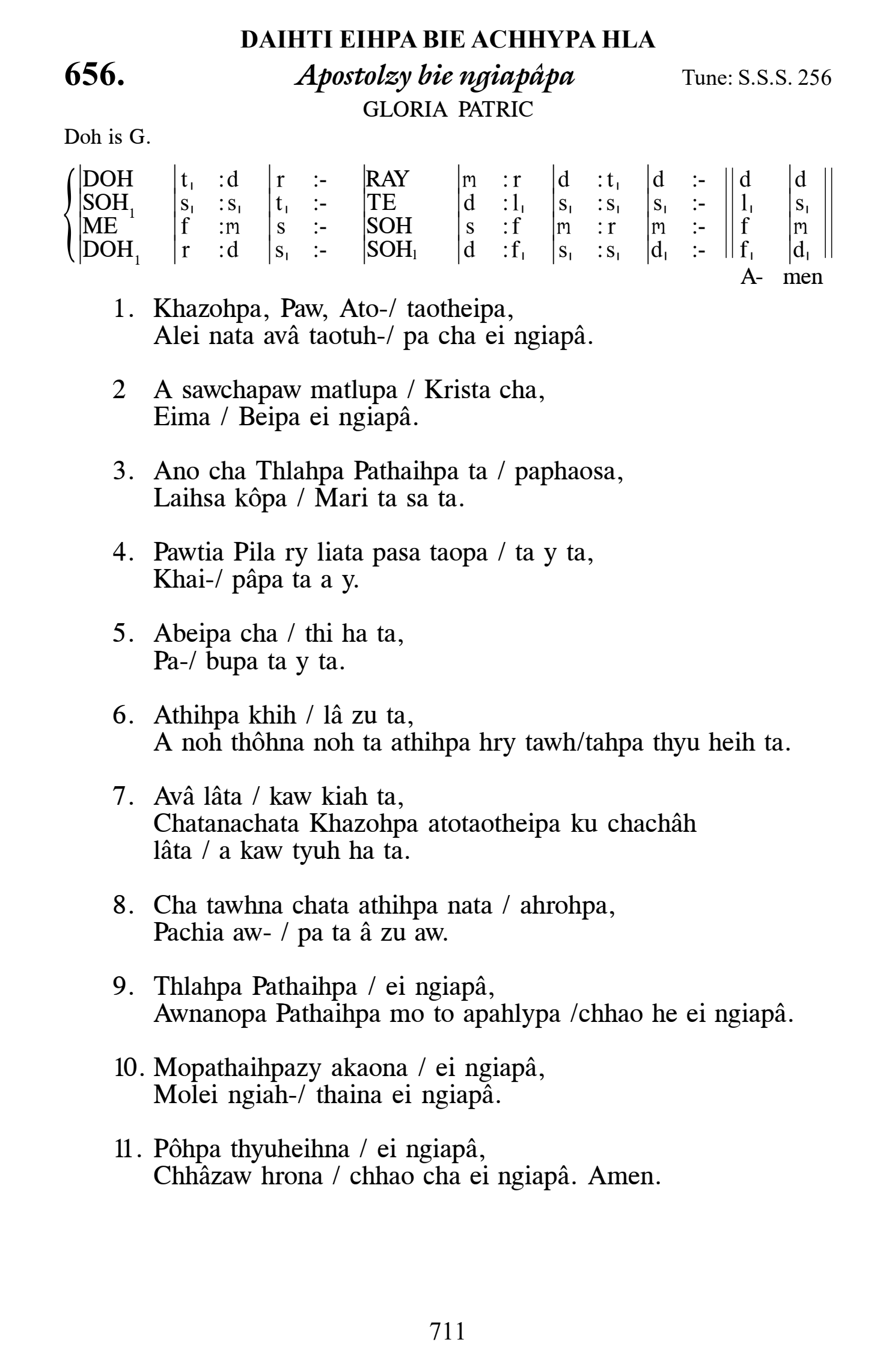 Hymn 656, “Apostolzy bie ngiapâpa”, Edition 13