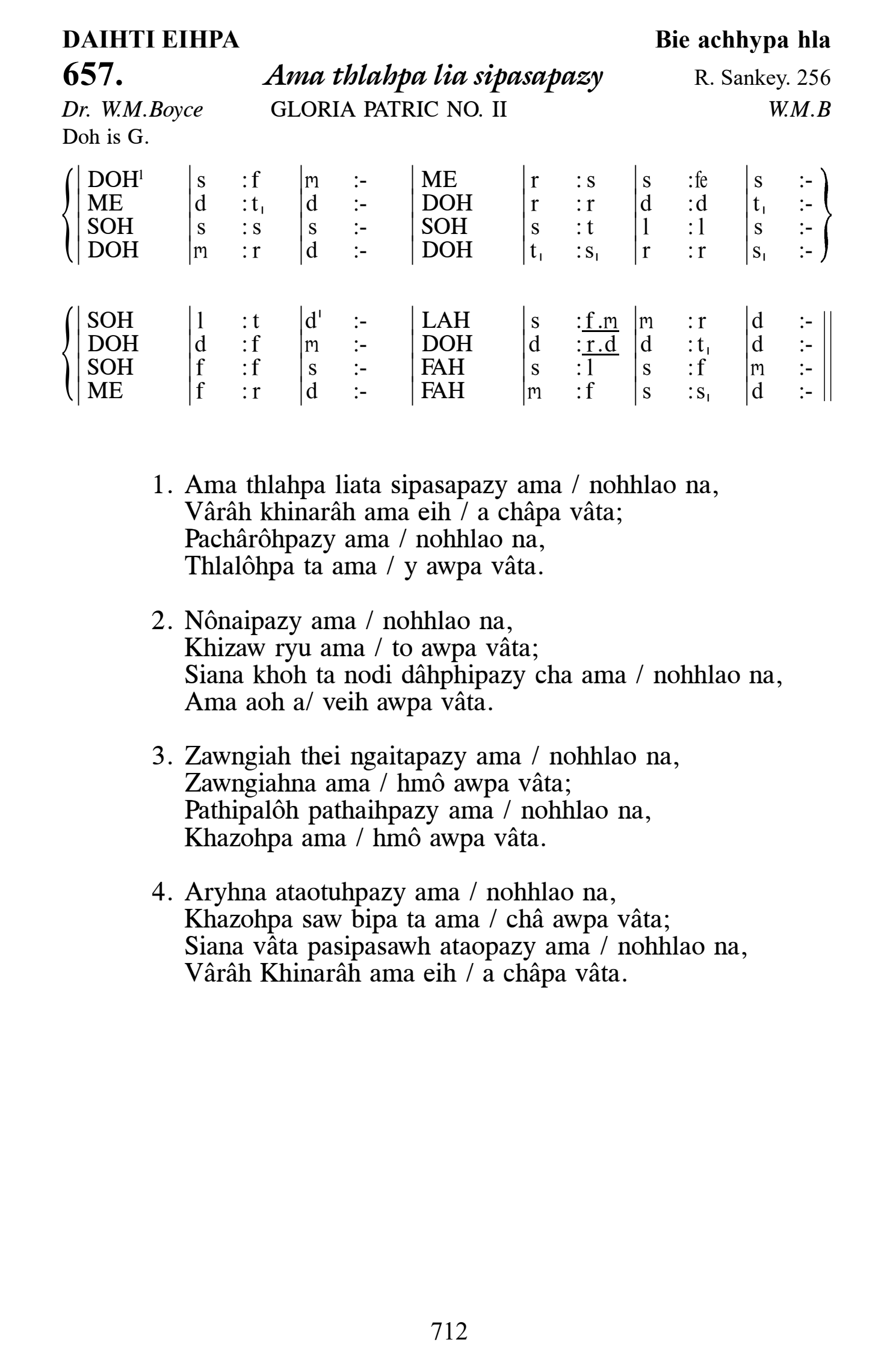 Hymn 657, “Ama thlahpa lia sipasapazy”, Edition 13