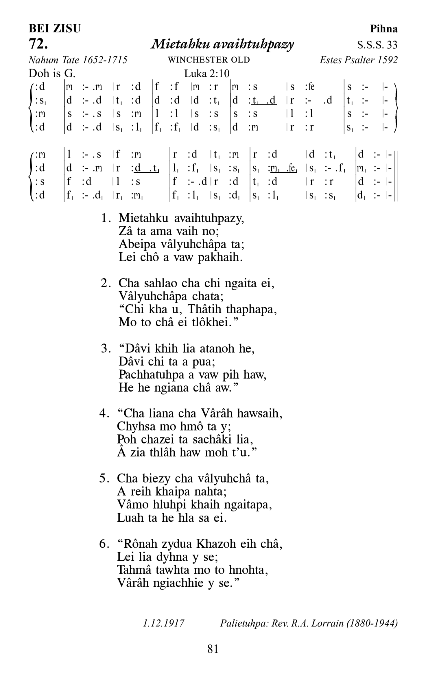 Hymn 72, “Mietahku avaihtuhpazy”, Edition 13