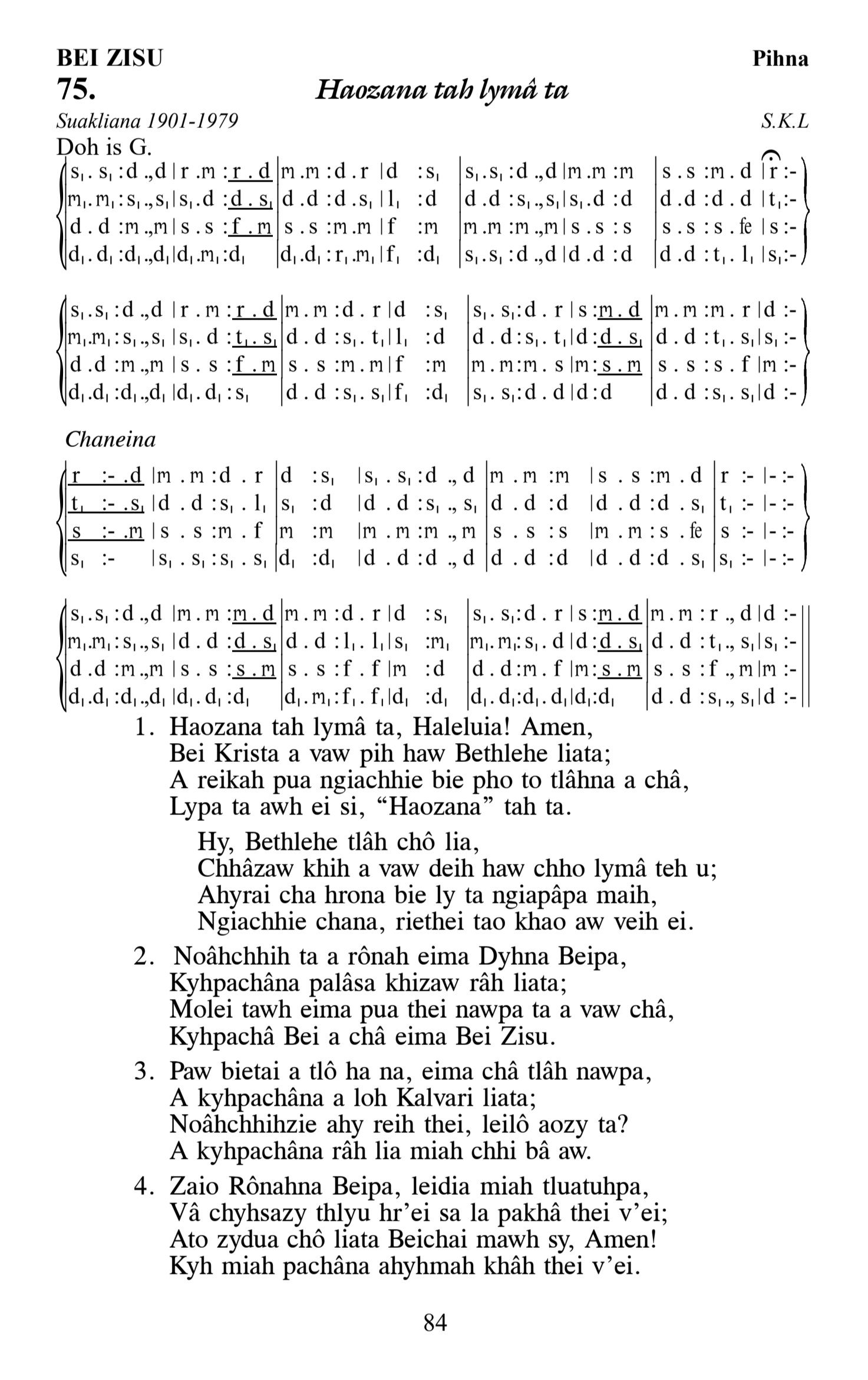 Hymn 75, “Haozana tah lymâ ta”, Edition 13