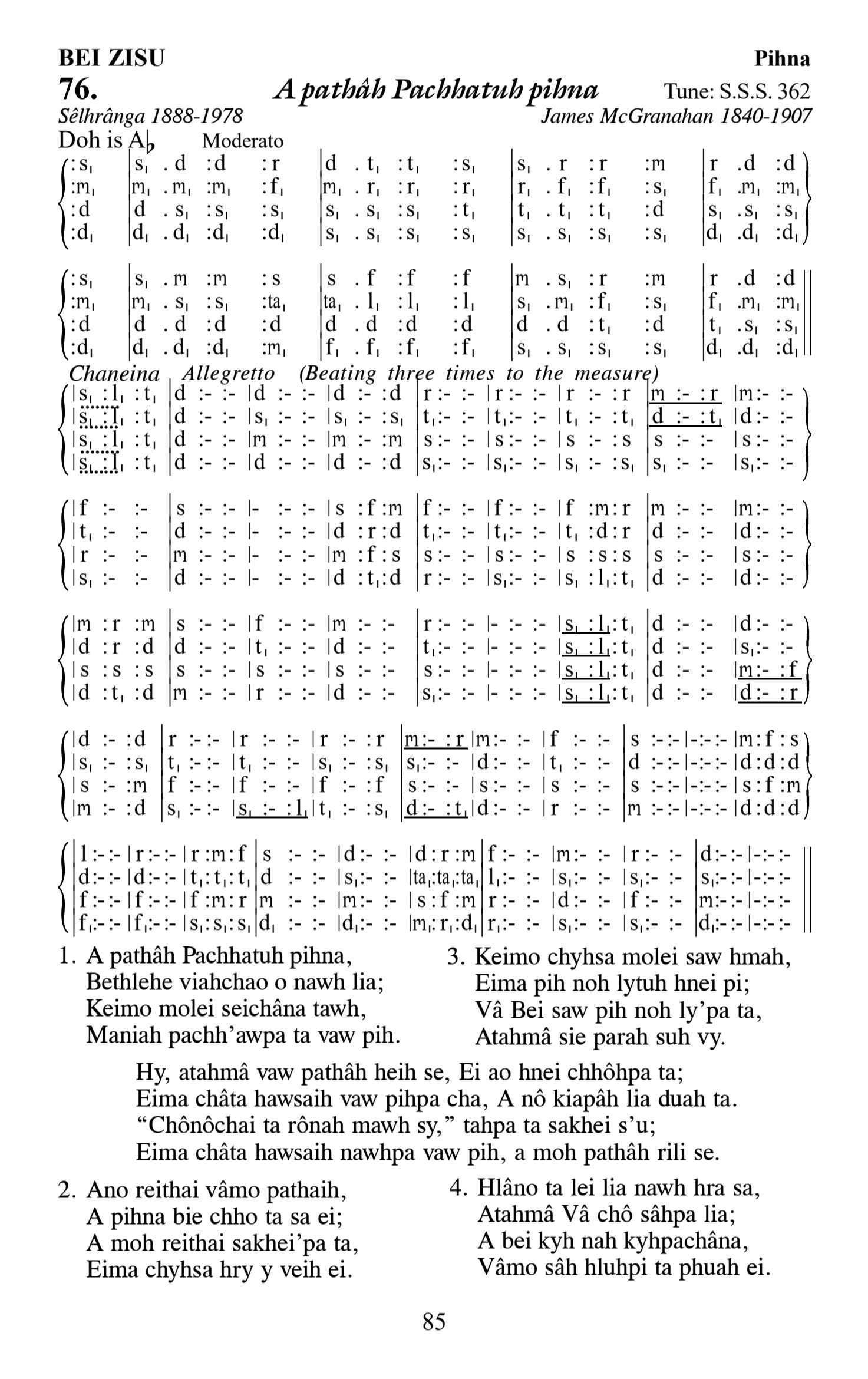 Hymn 76, “A pathâh Pachhatuh pihna”, Edition 13