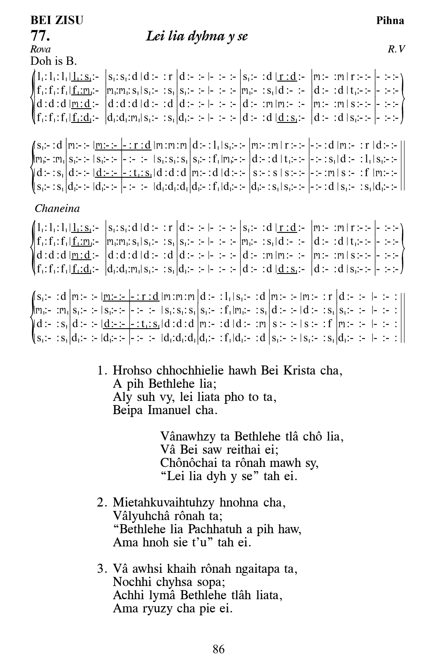 Hymn 77, “Lei lia dyhna y se”, Edition 13