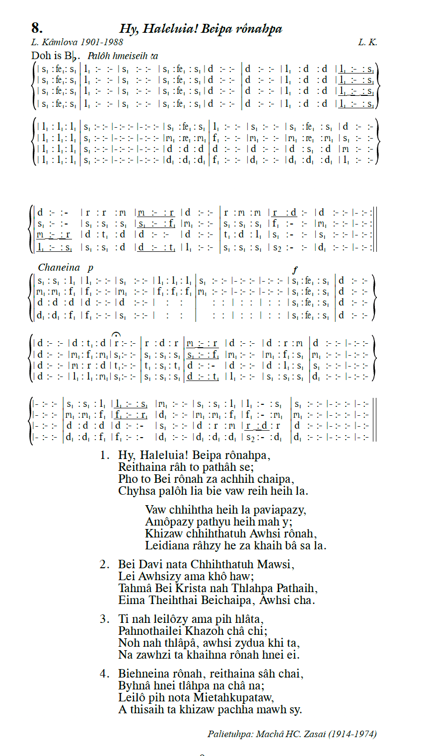 Hymn 8, “Hy, Haleluia! Beipa rônahpa”, Edition 13
