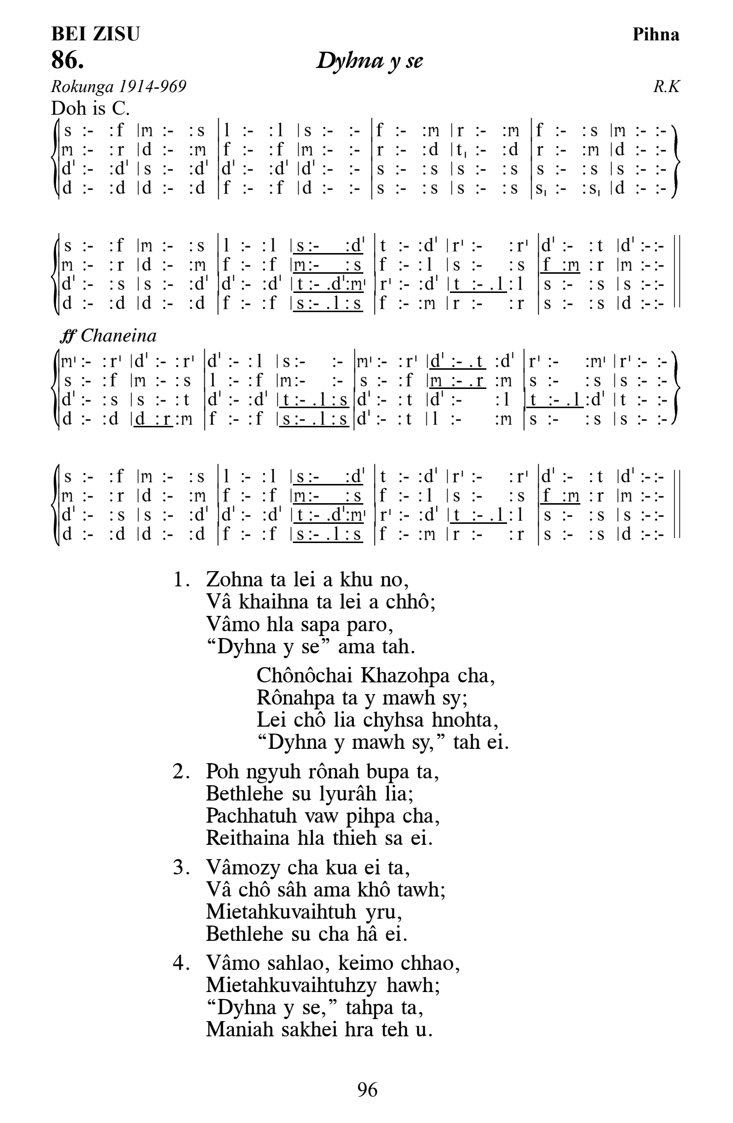 Hymn 86, “Dyhna y se”, Edition 13