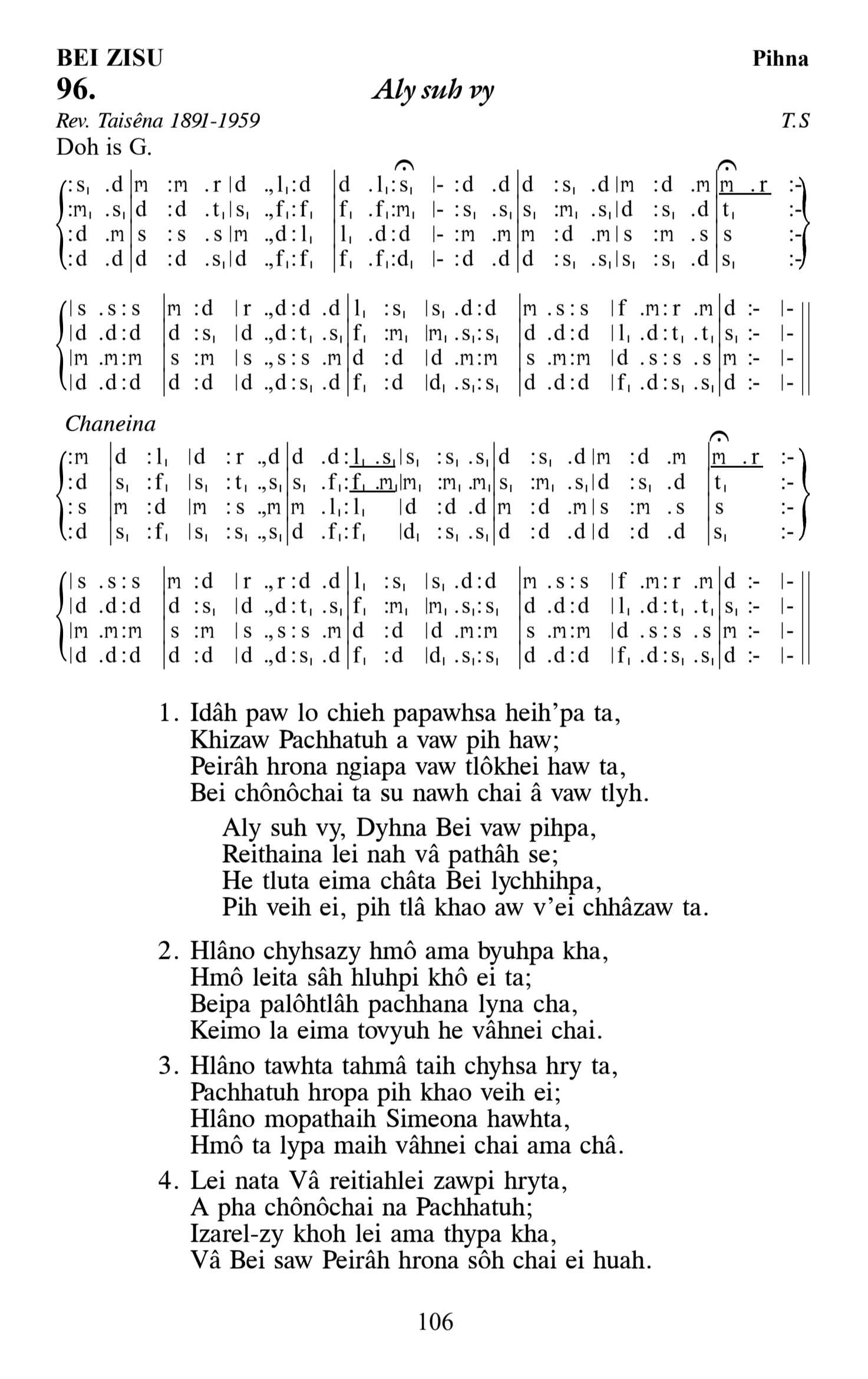 Hymn 96, “Aly suh vy”, Edition 13
